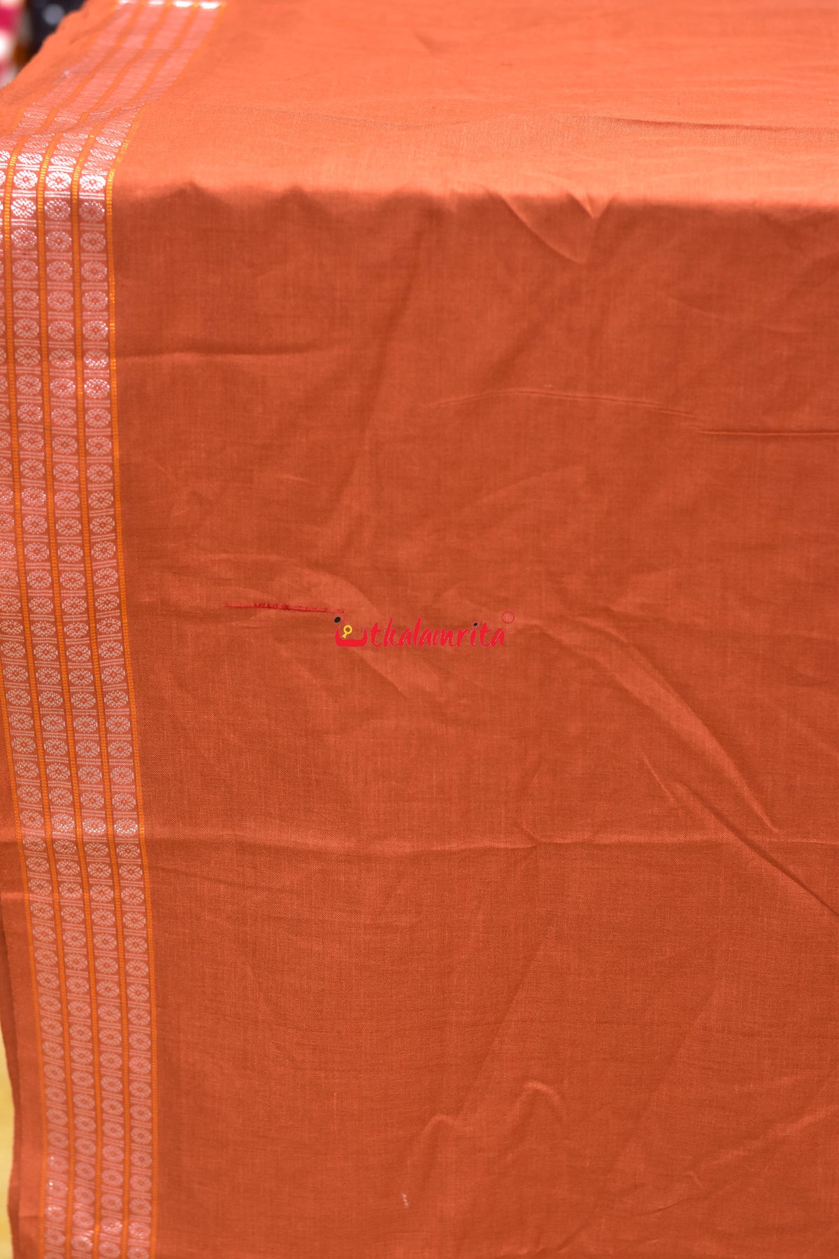 Rust Orange Big Rudraksha Border Blouse (Fabric)