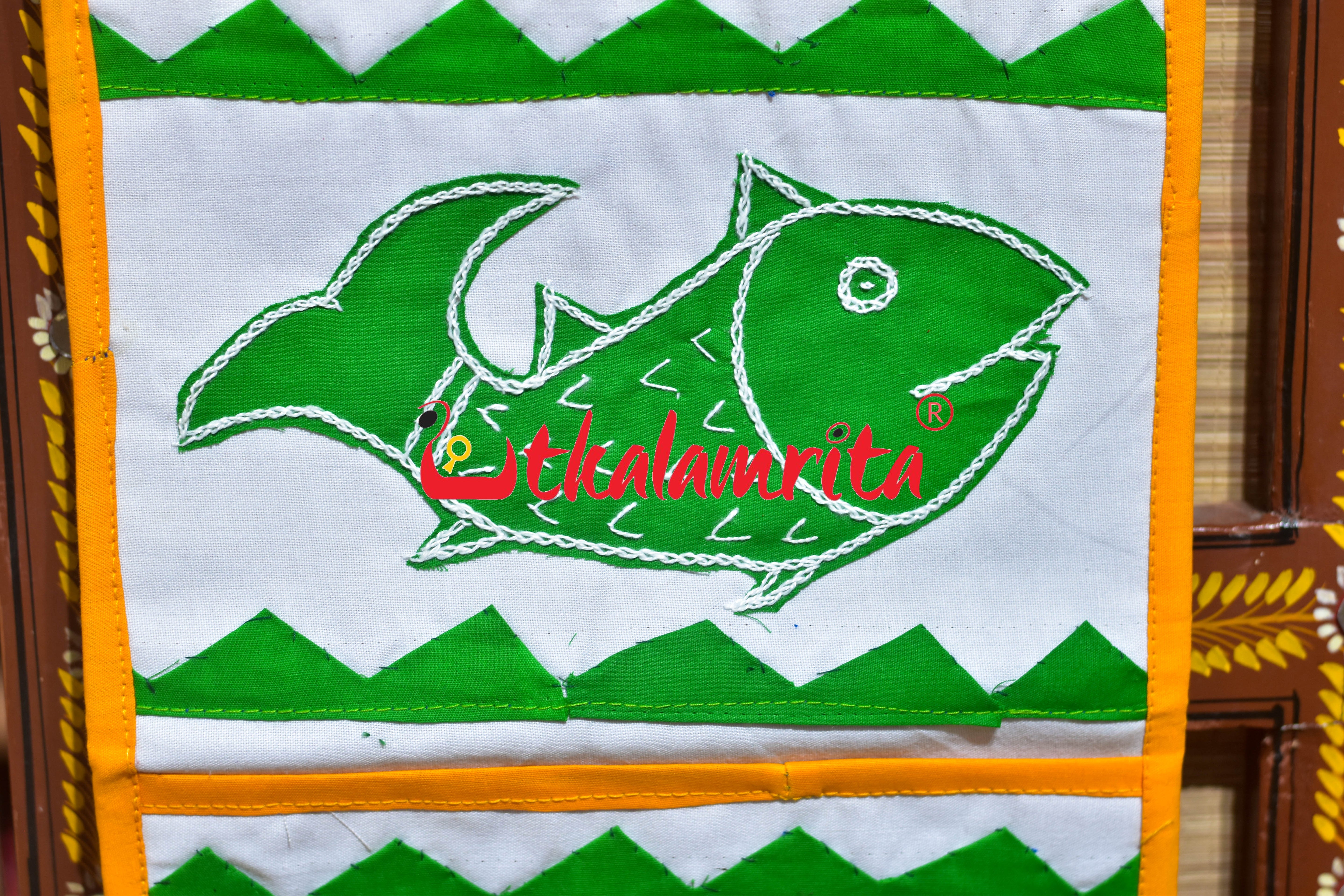 White Yellow Double Elephant Pipli Applique Letter Box