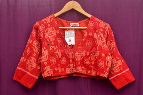 Red Orange Flower Pasapali (Blouse)