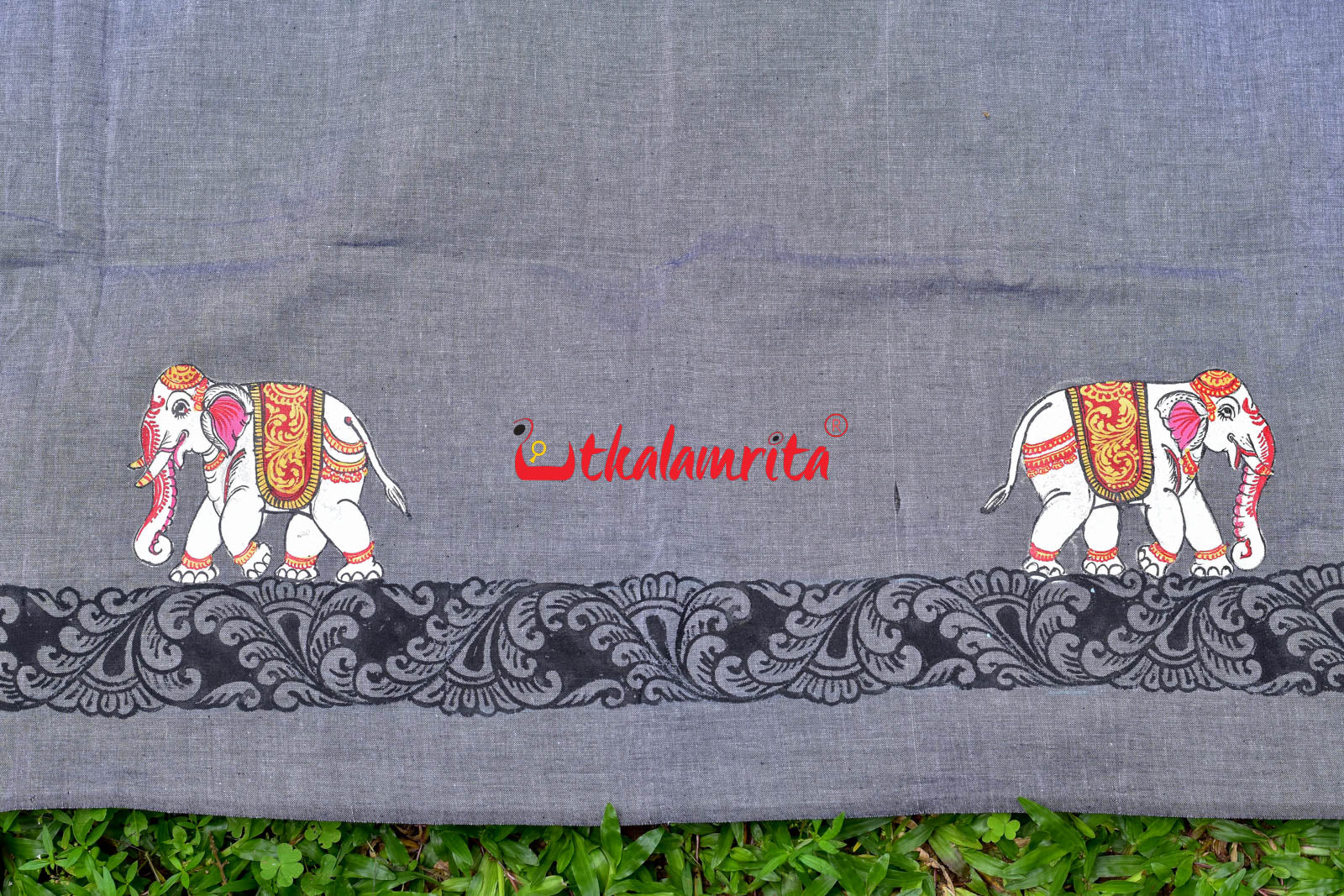 Dual Elephants Pattachitra (Blouse Piece)