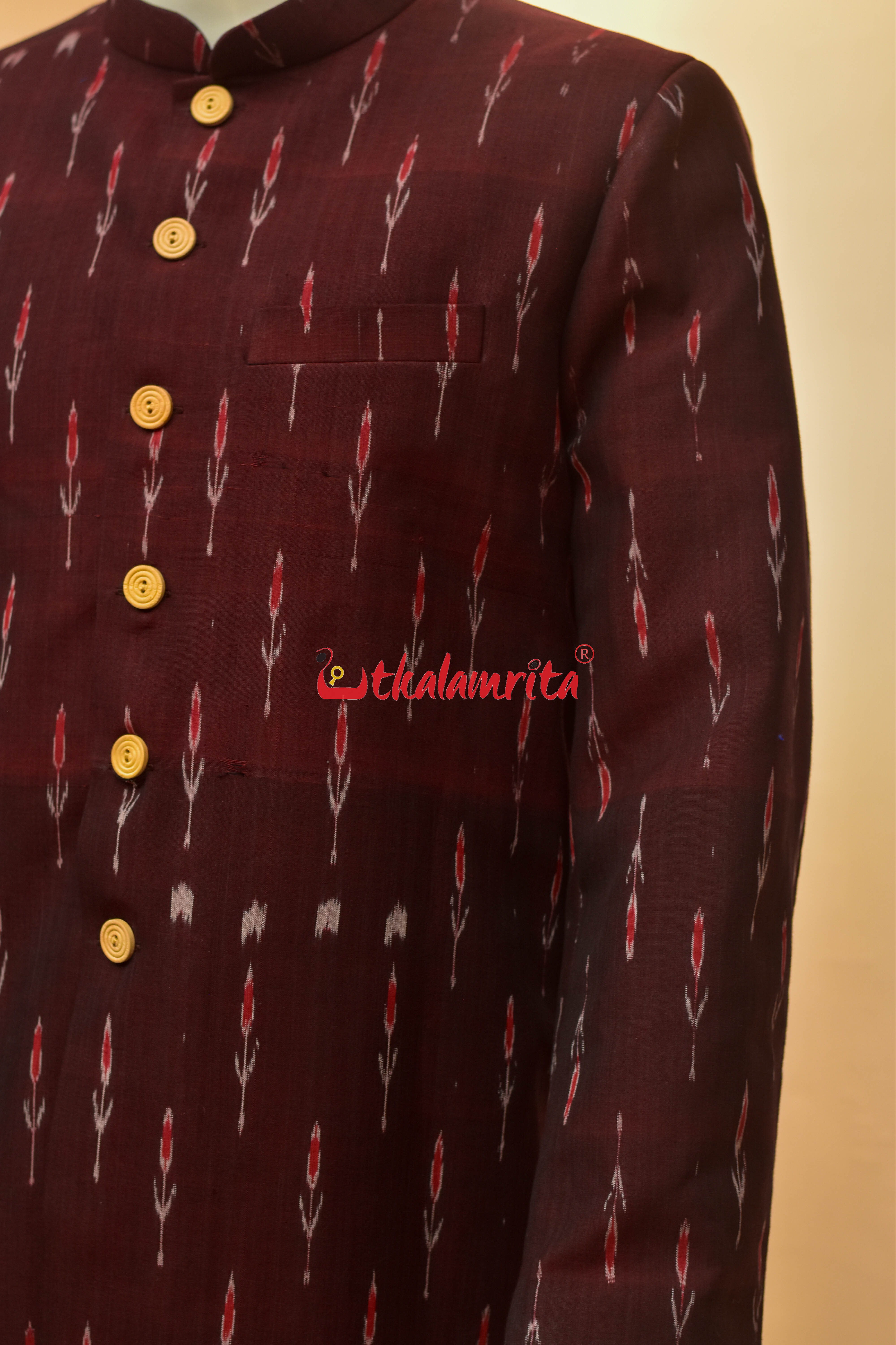 Maroon Labanga Bandha (Men's Sherwani)