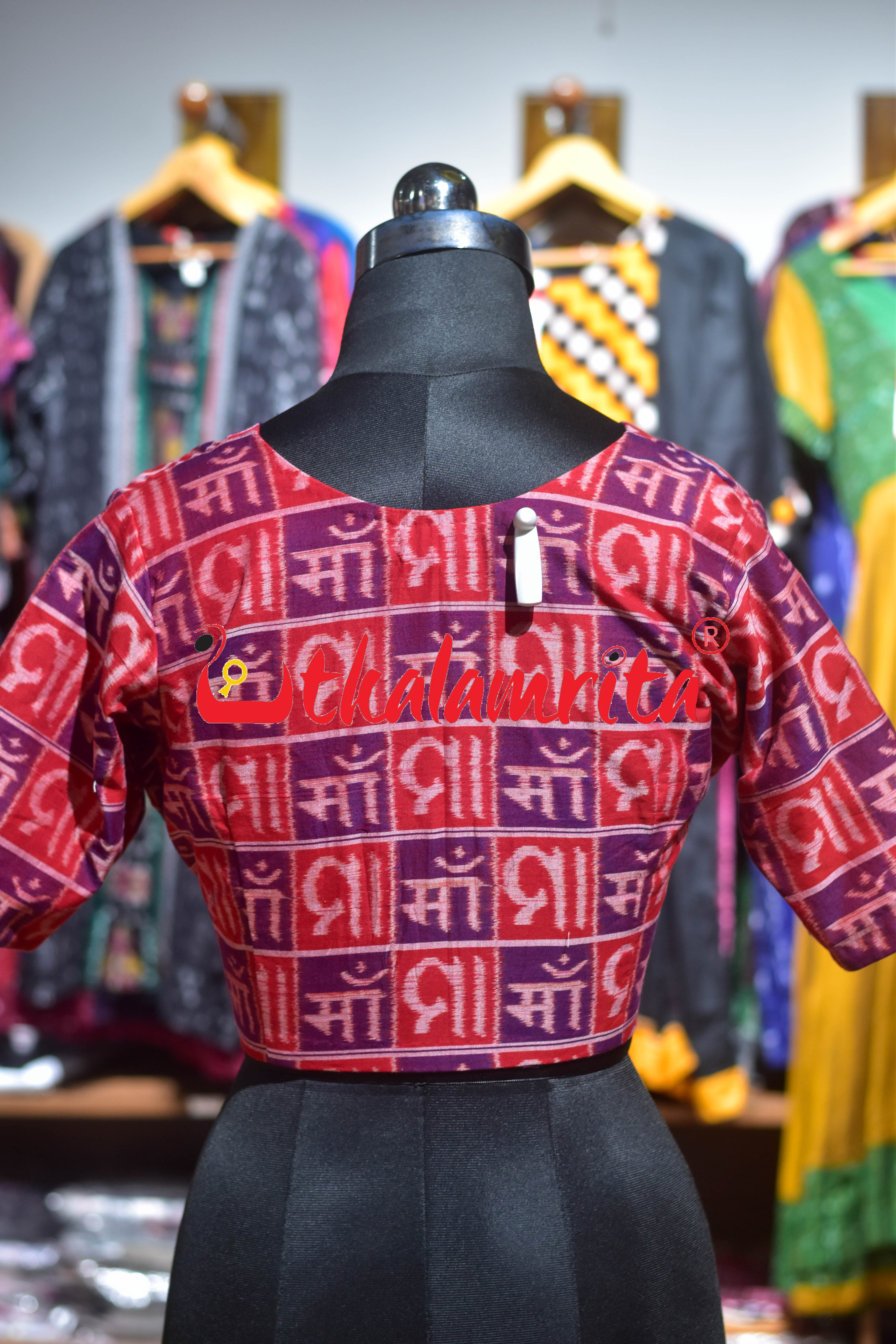 Red Maa Cotton Sambalpuri (Blouse)