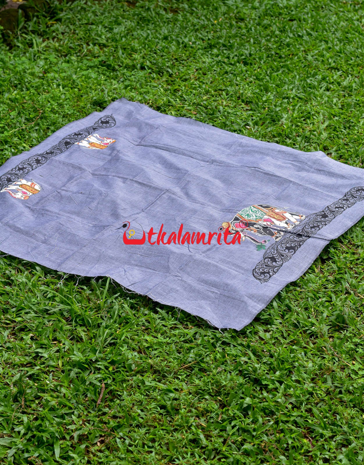 Dual Elephants Pattachitra (Blouse Piece)
