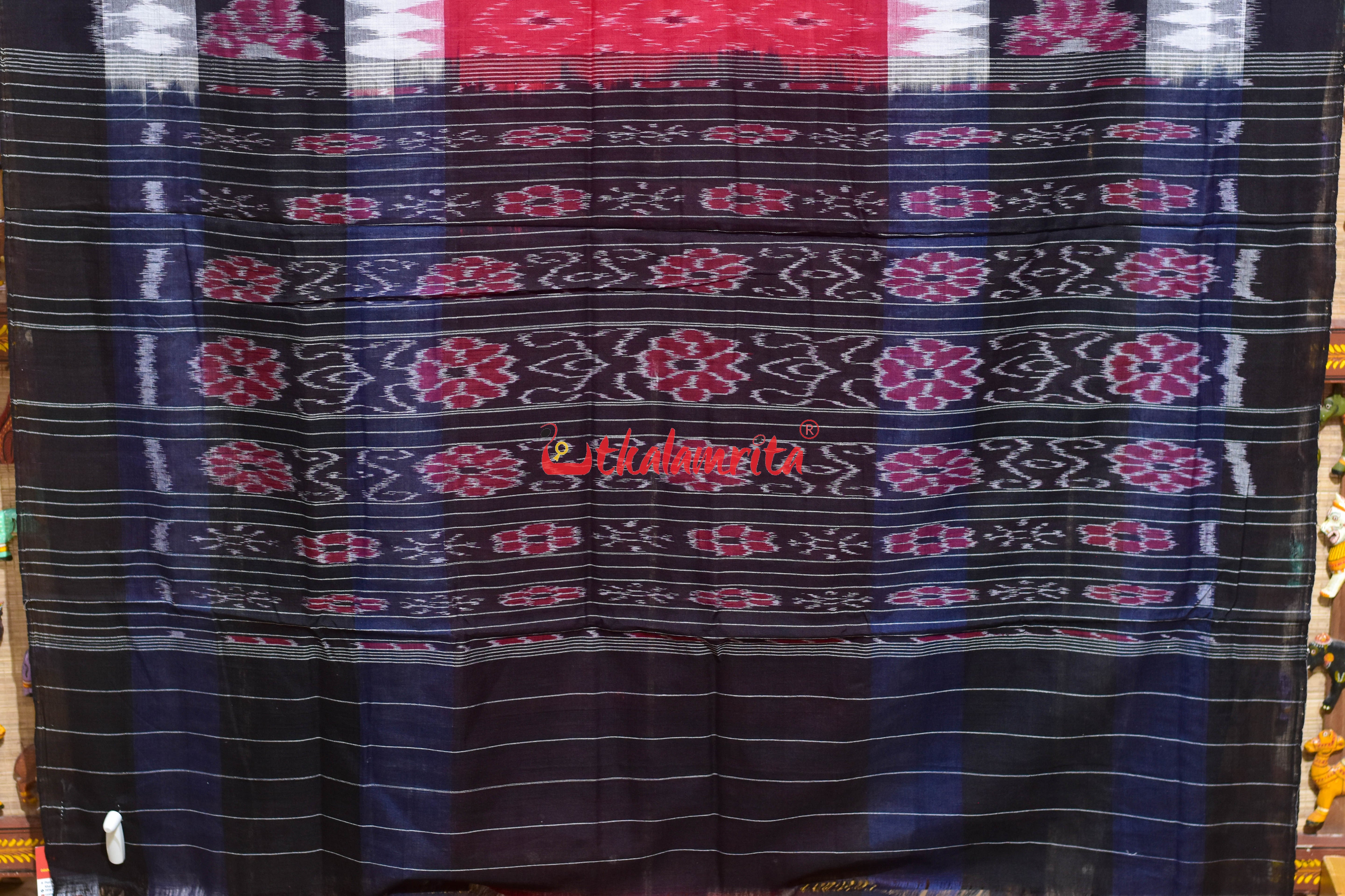 Middle Red 7D Body Bandha Khandua Cotton Saree