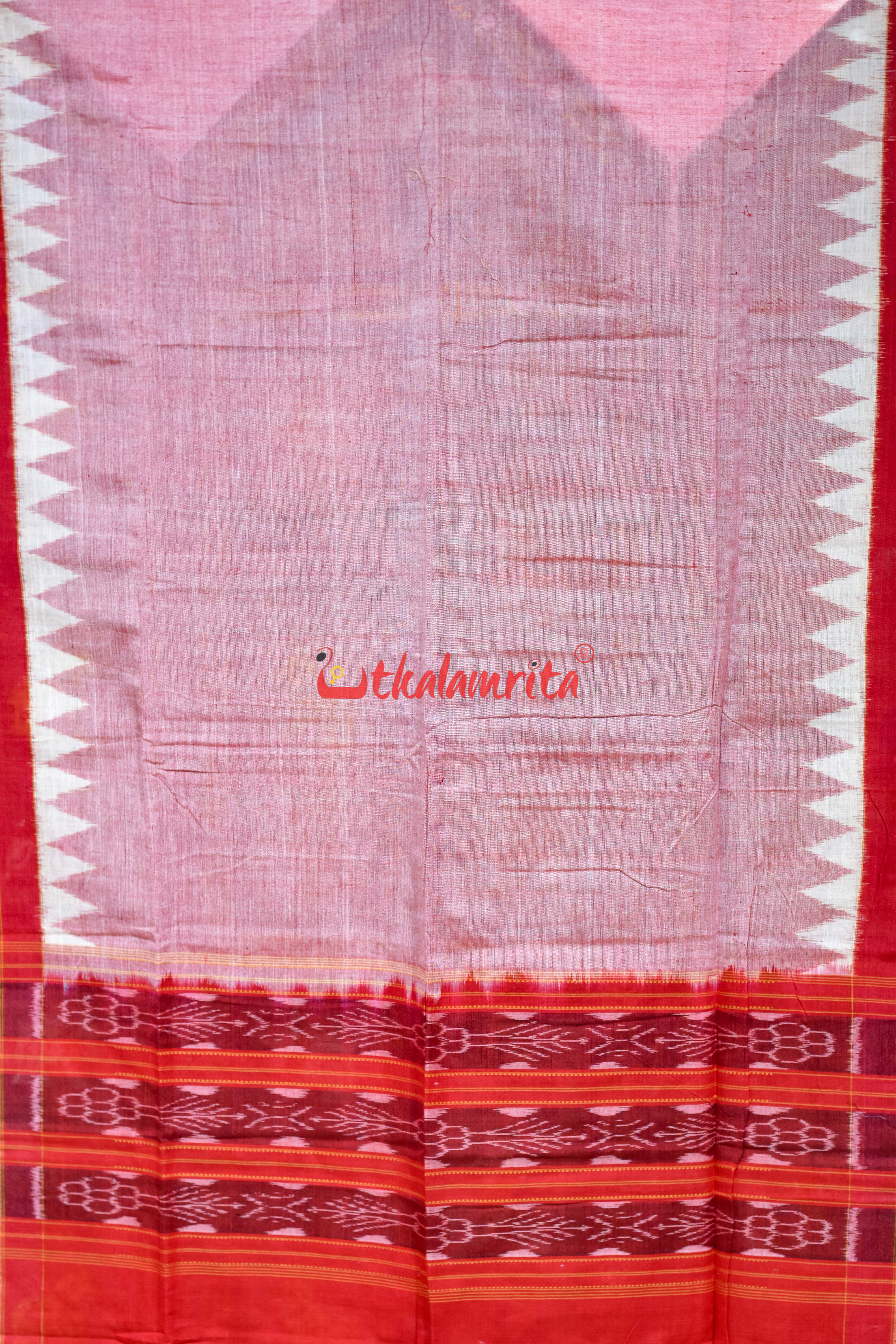 Peach Red Flower Bandha Cotton (Dupatta)