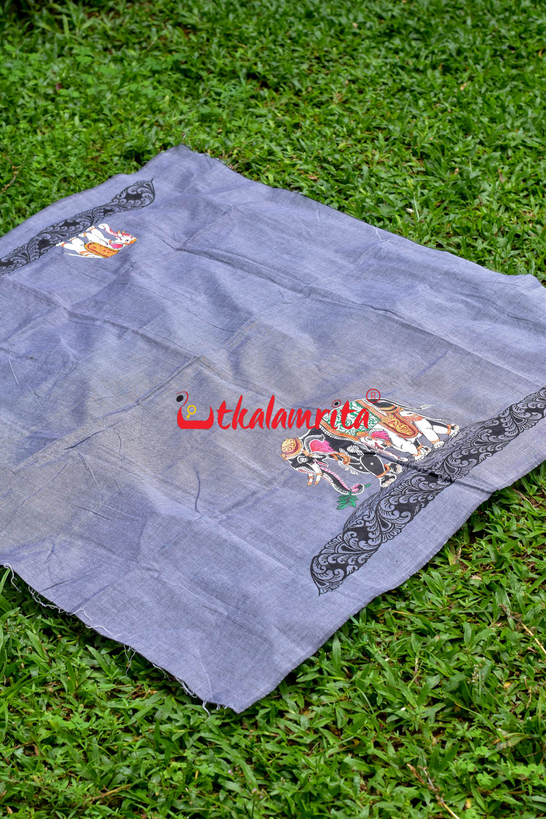 Dual Elephants Pattachitra (Blouse Piece)