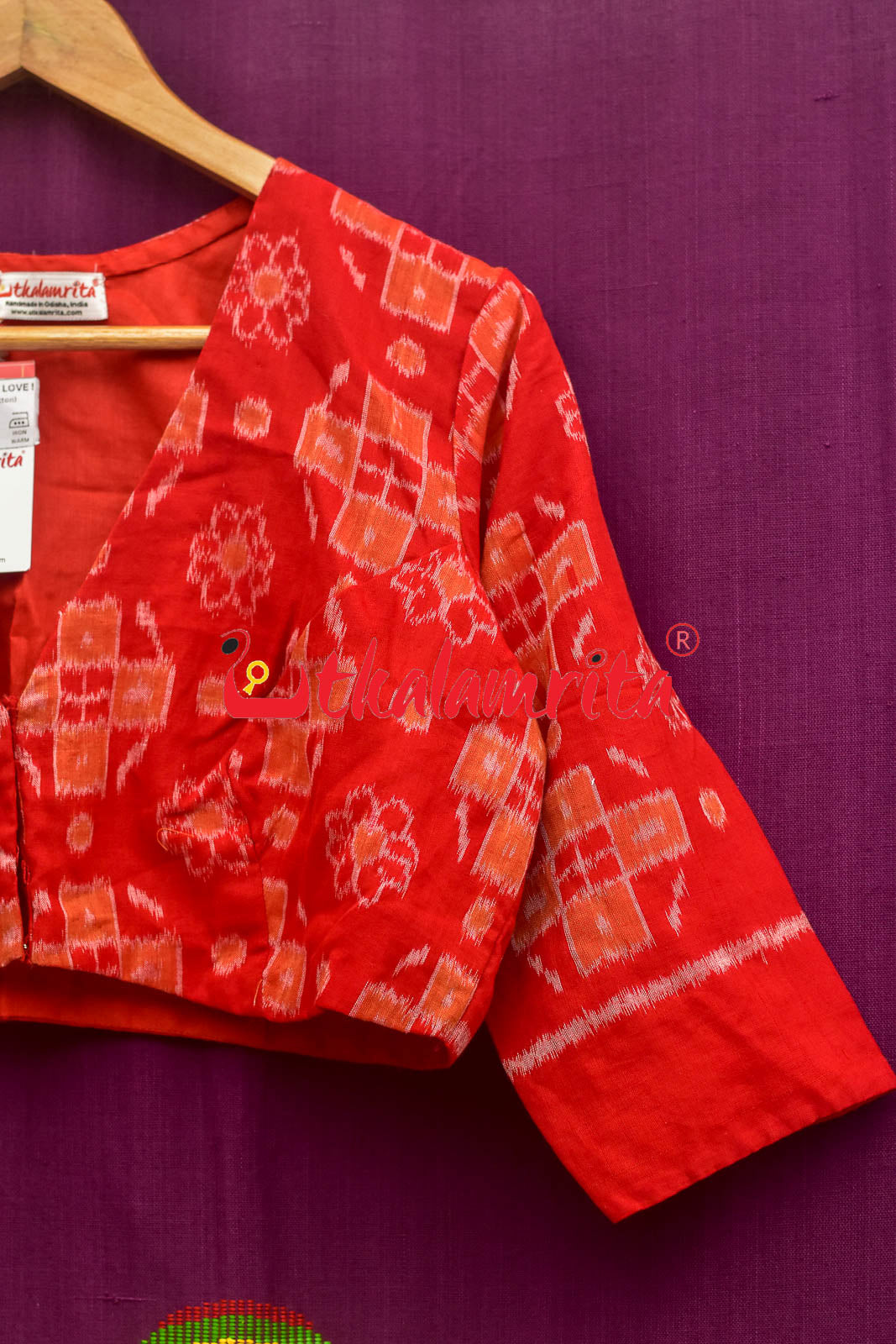 Red Orange Flower Pasapali (Blouse)