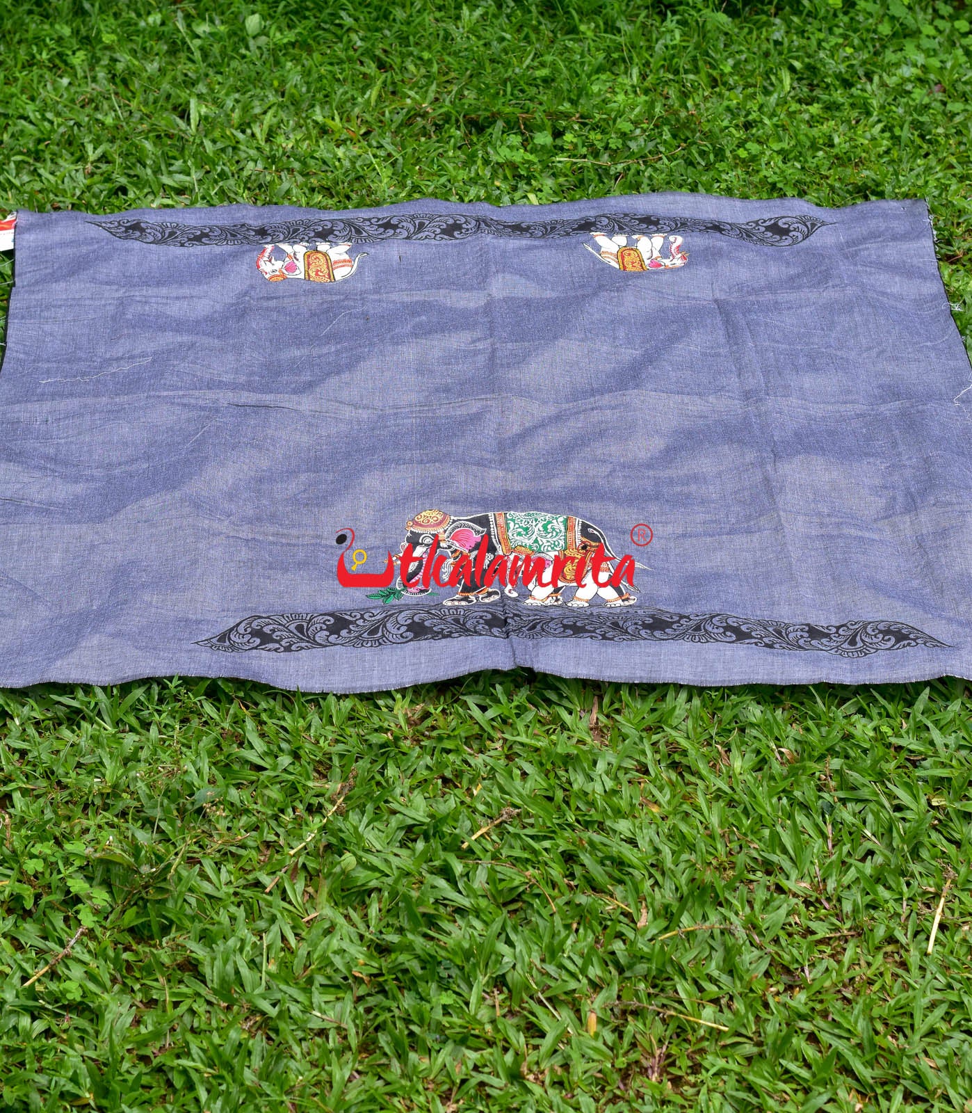 Dual Elephants Pattachitra (Blouse Piece)