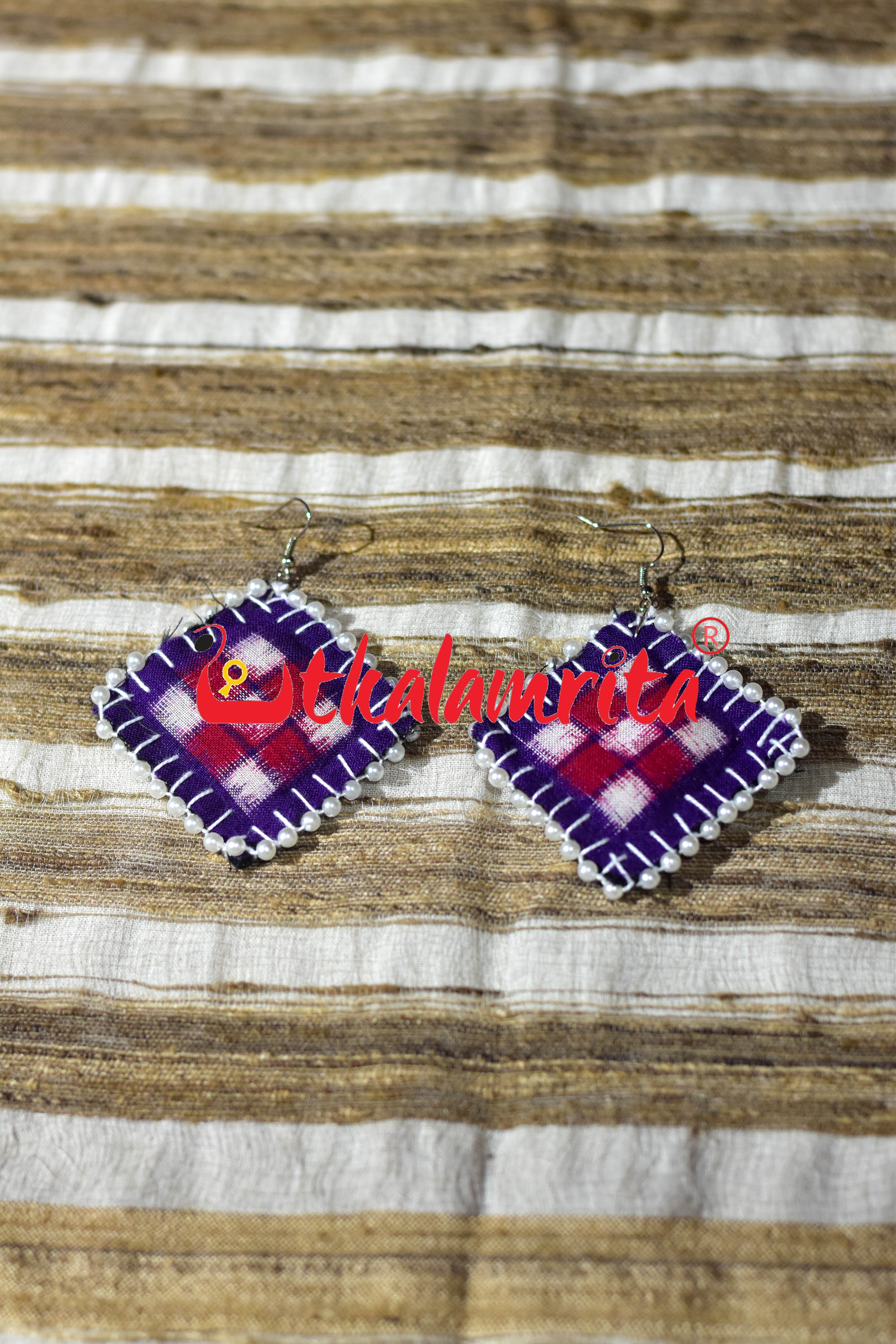 Purple White Maali Star Sakta Earrings