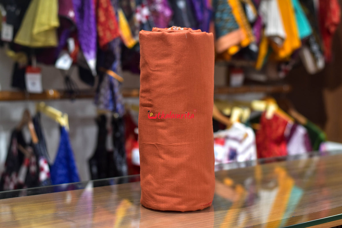 Rust Orange Big Rudraksha Border Blouse (Fabric)