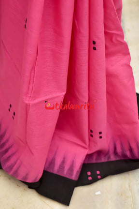 Pink Black Buti Cotton Saree