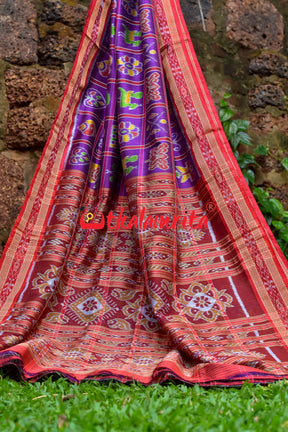 Purple Plain Nabakothi Khandua Silk Saree