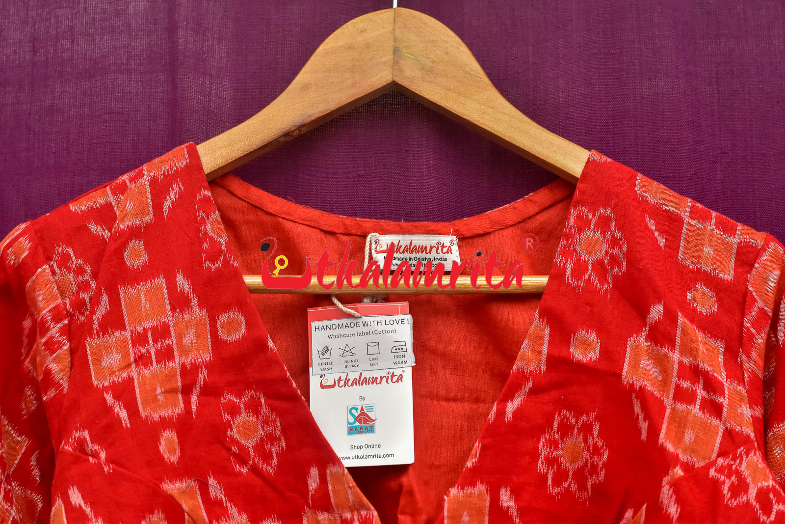 Red Orange Flower Pasapali (Blouse)