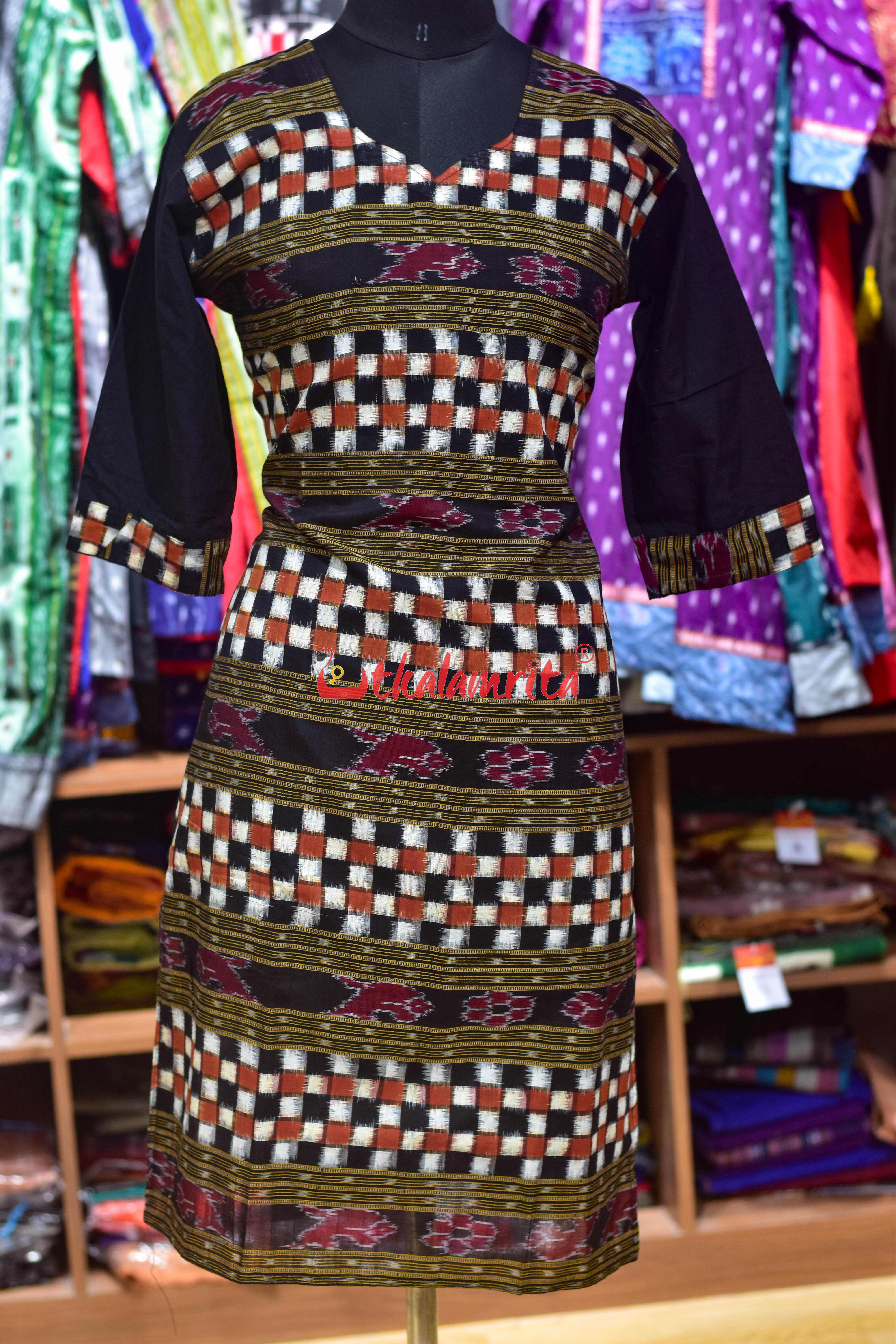 Black Middle Bichitrapuri (Ladies' Kurti)