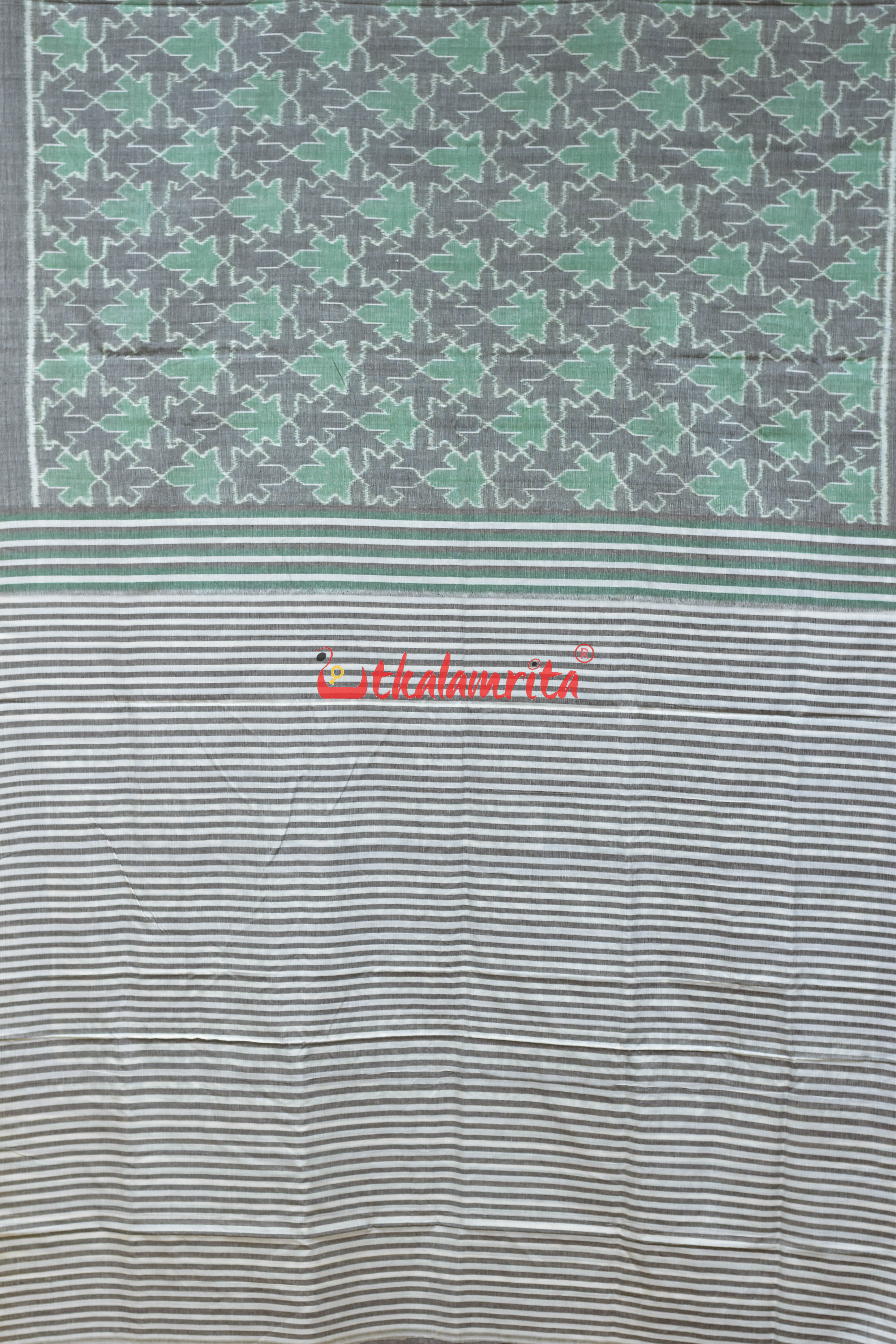 Kalara Patra Grey Green Khandua Cotton Saree