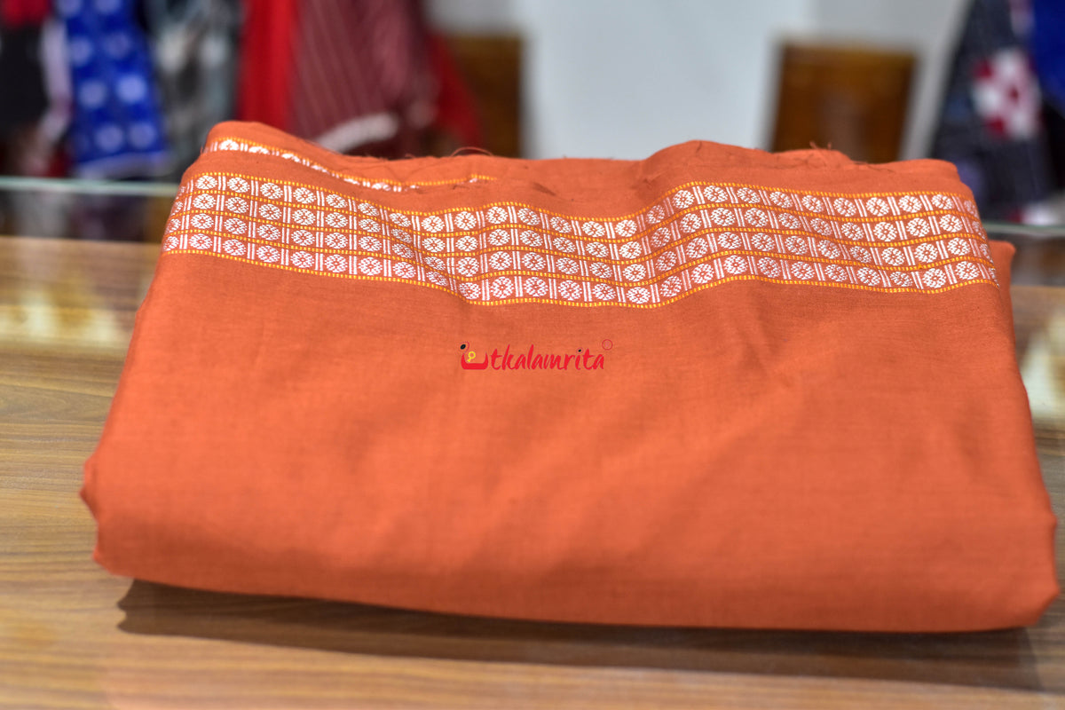 Rust Orange Big Rudraksha Border Blouse (Fabric)