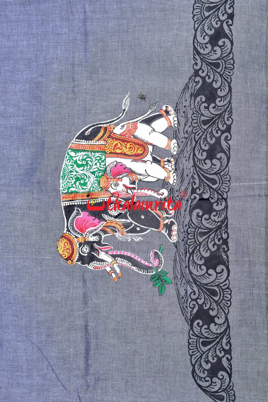 Dual Elephants Pattachitra (Blouse Piece)
