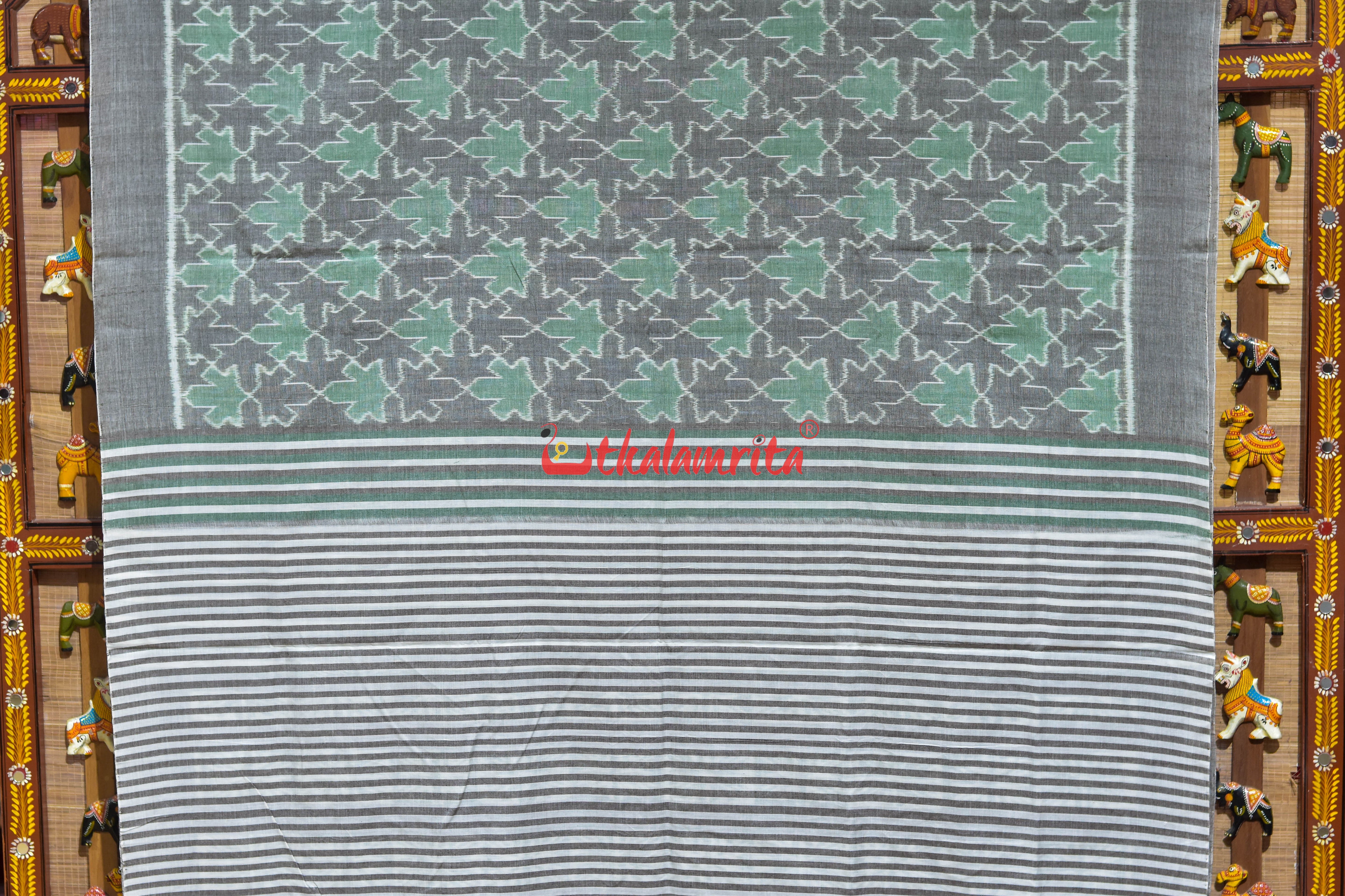 Kalara Patra Grey Green Khandua Cotton Saree