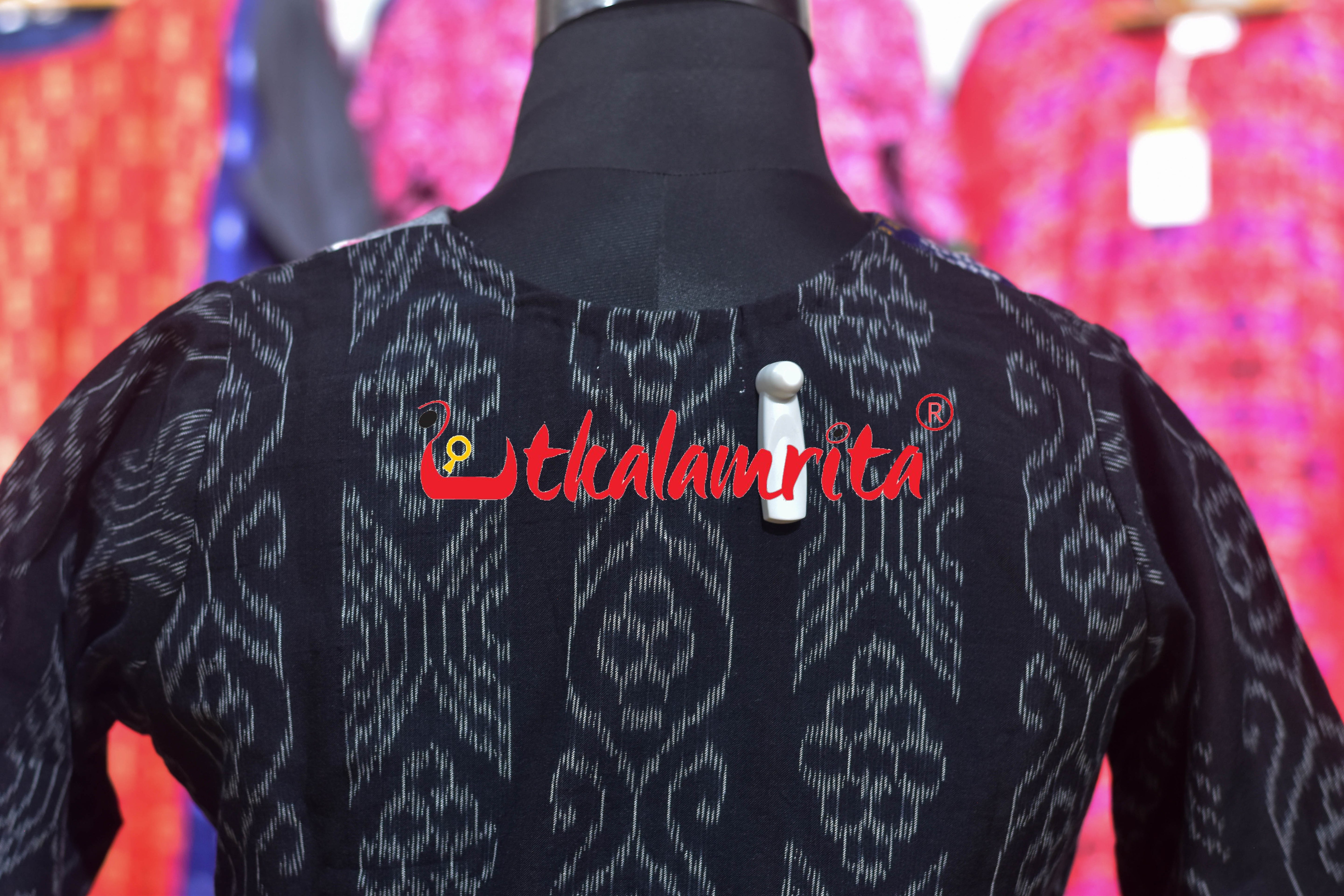 Flower Bandha on Black (Ladies' Full Sleeveles Crop Top)
