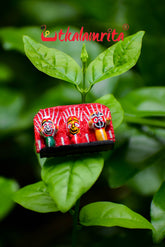 Tiny Wooden Lord Jagannath, Balabhadra, Subhadra Showpiece