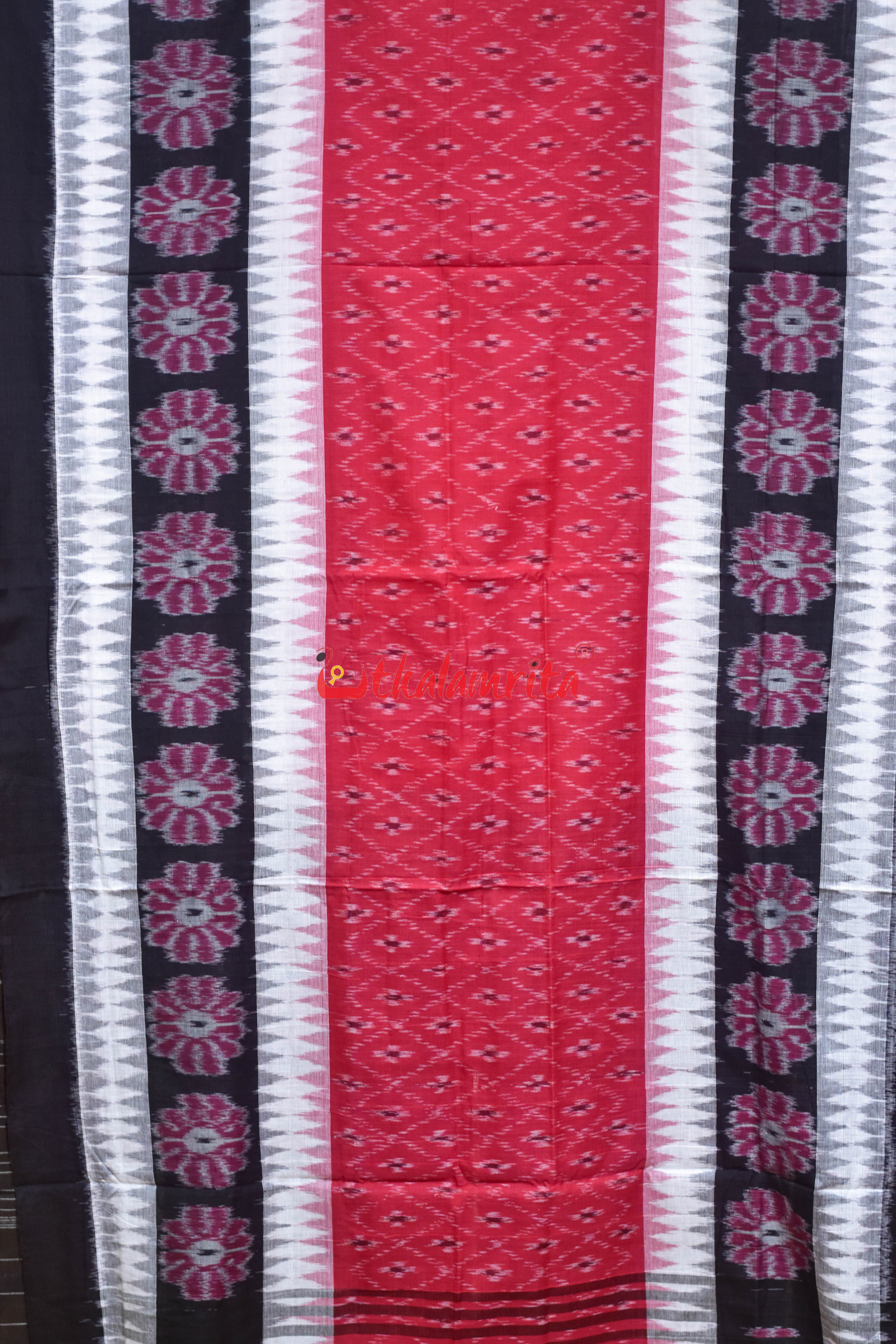 Middle Red 7D Body Bandha Khandua Cotton Saree