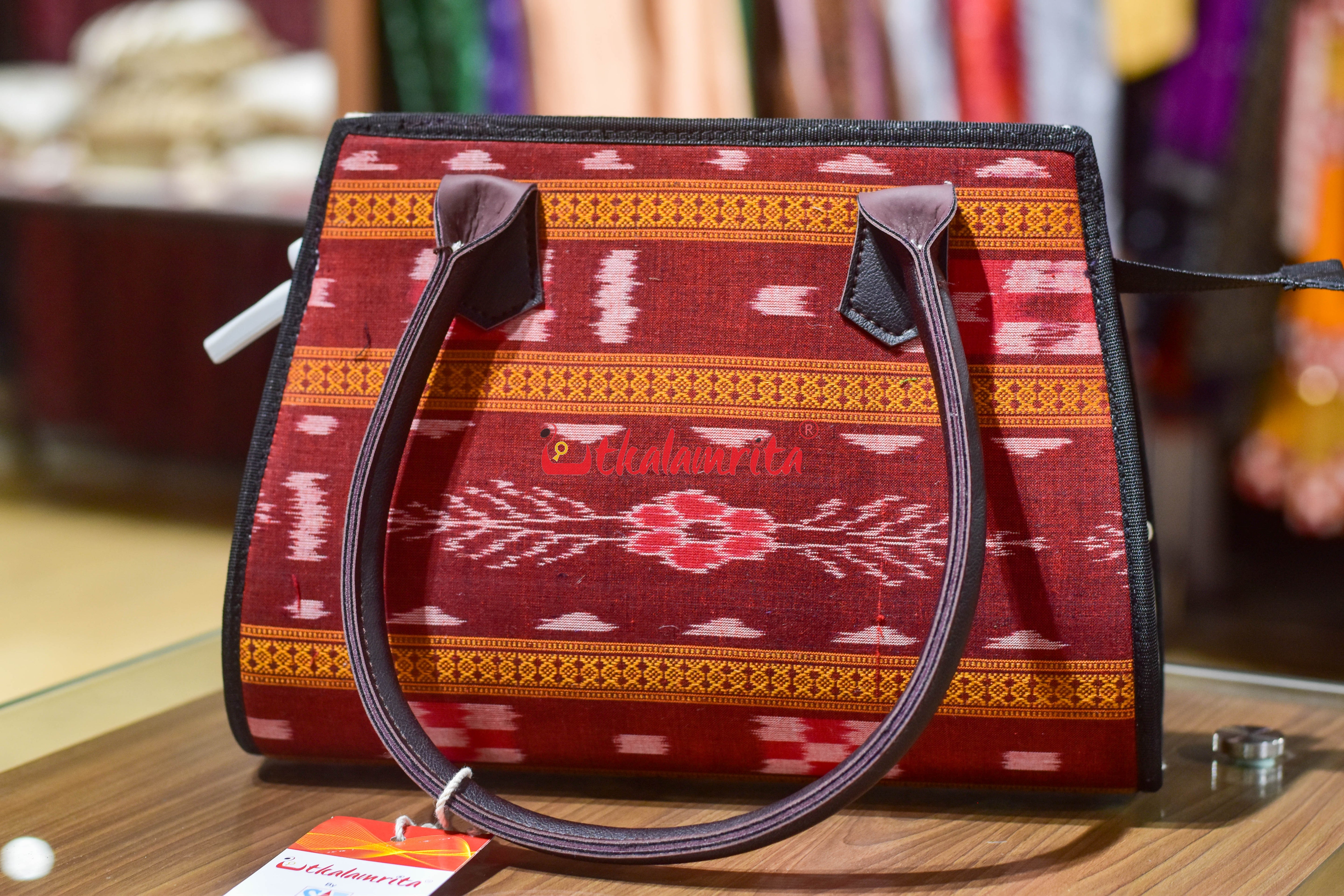 Maroon Flower Pasapali Trapezium Vanity Bag