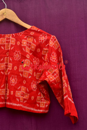 Red Orange Flower Pasapali (Blouse)