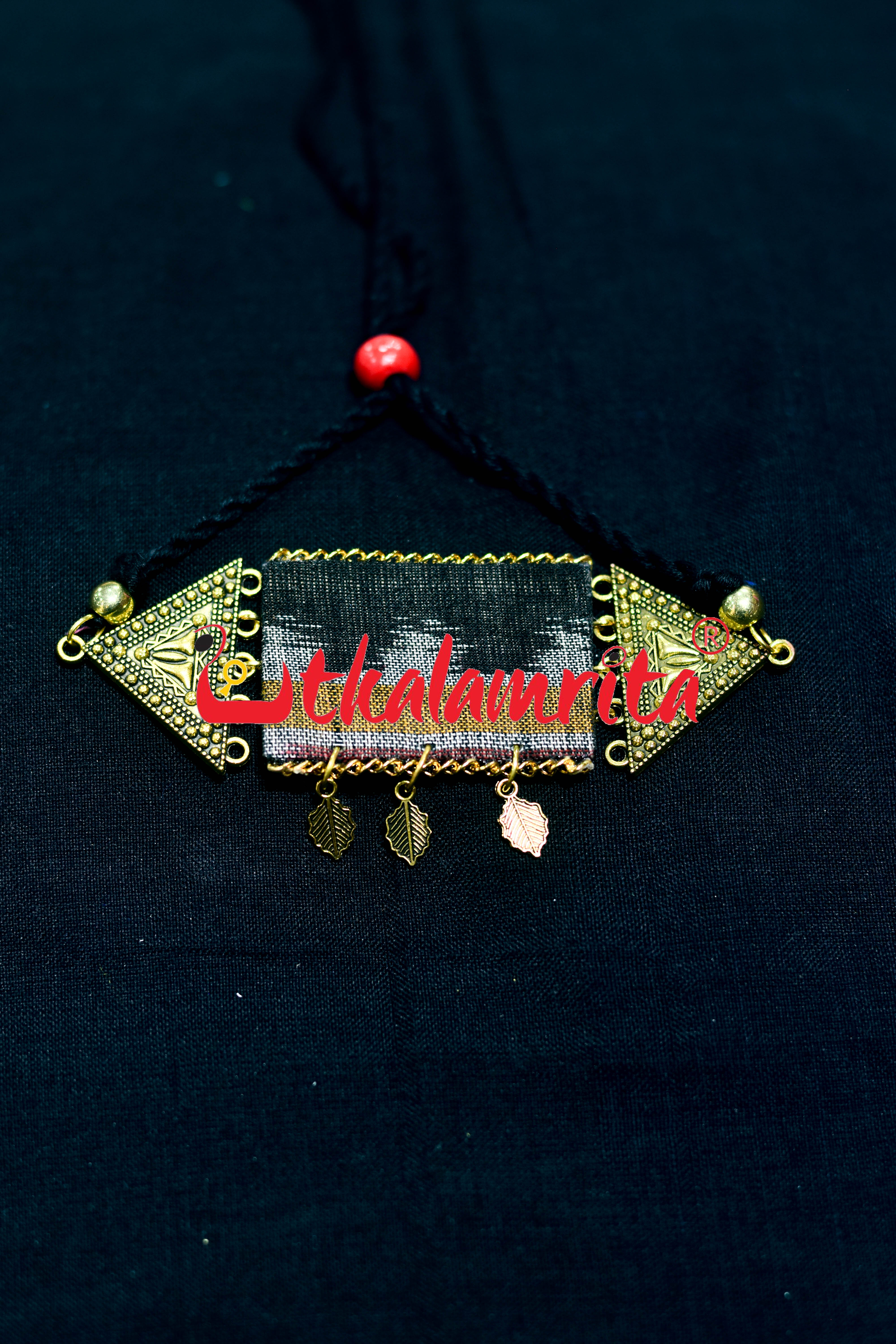 Golden Black Ikat Small Choker Set