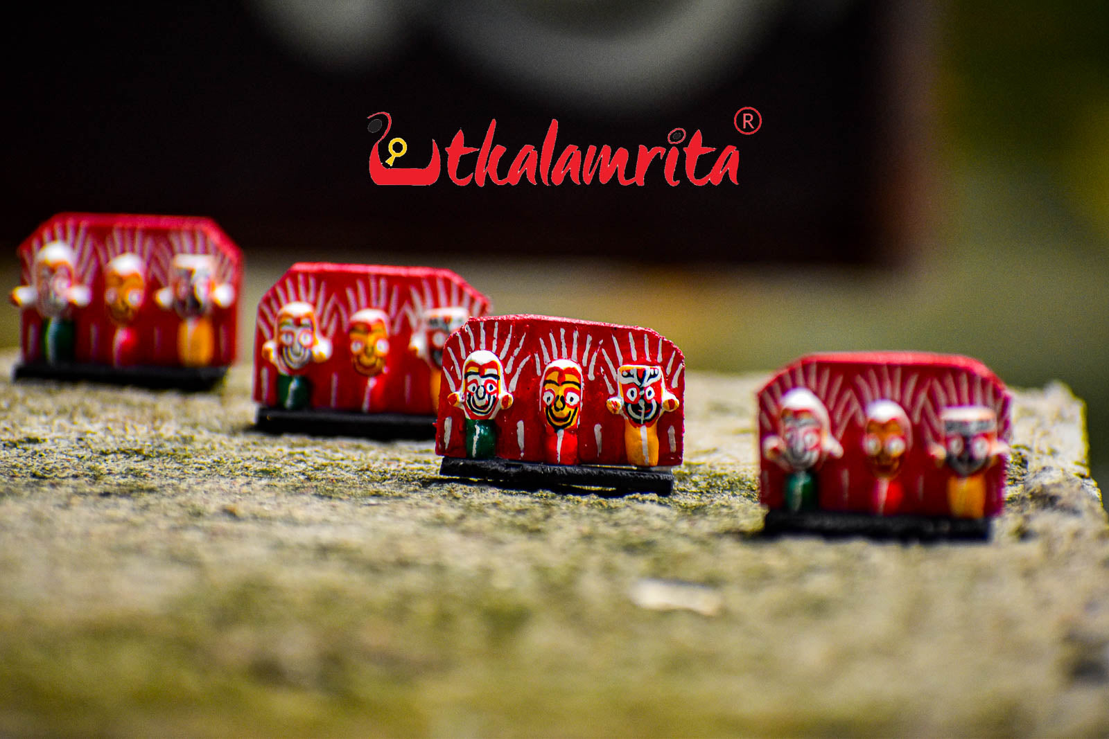 Tiny Wooden Lord Jagannath, Balabhadra, Subhadra Showpiece