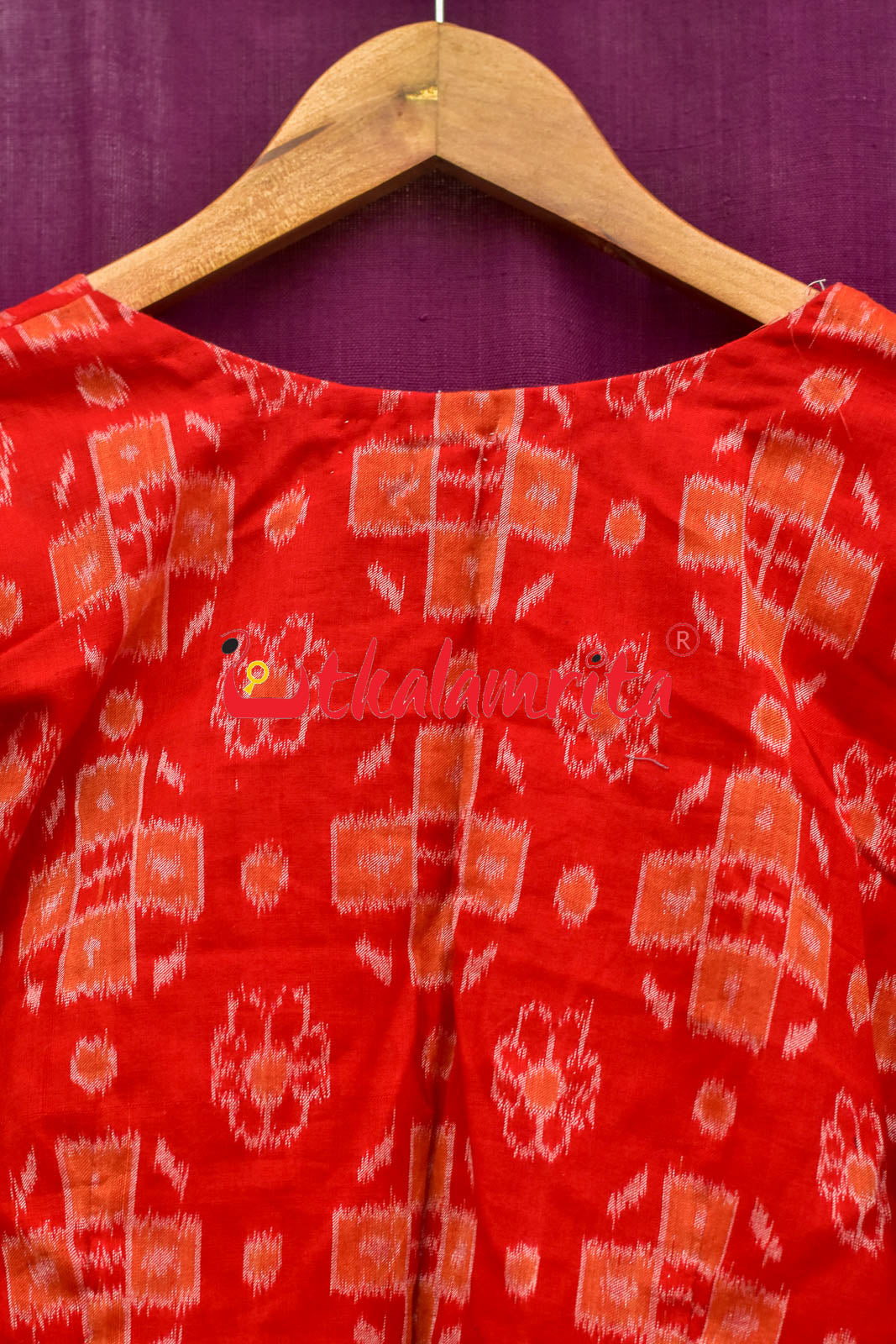 Red Orange Flower Pasapali (Blouse)