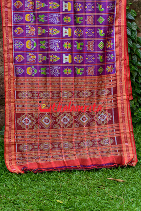 Purple Plain Nabakothi Khandua Silk Saree