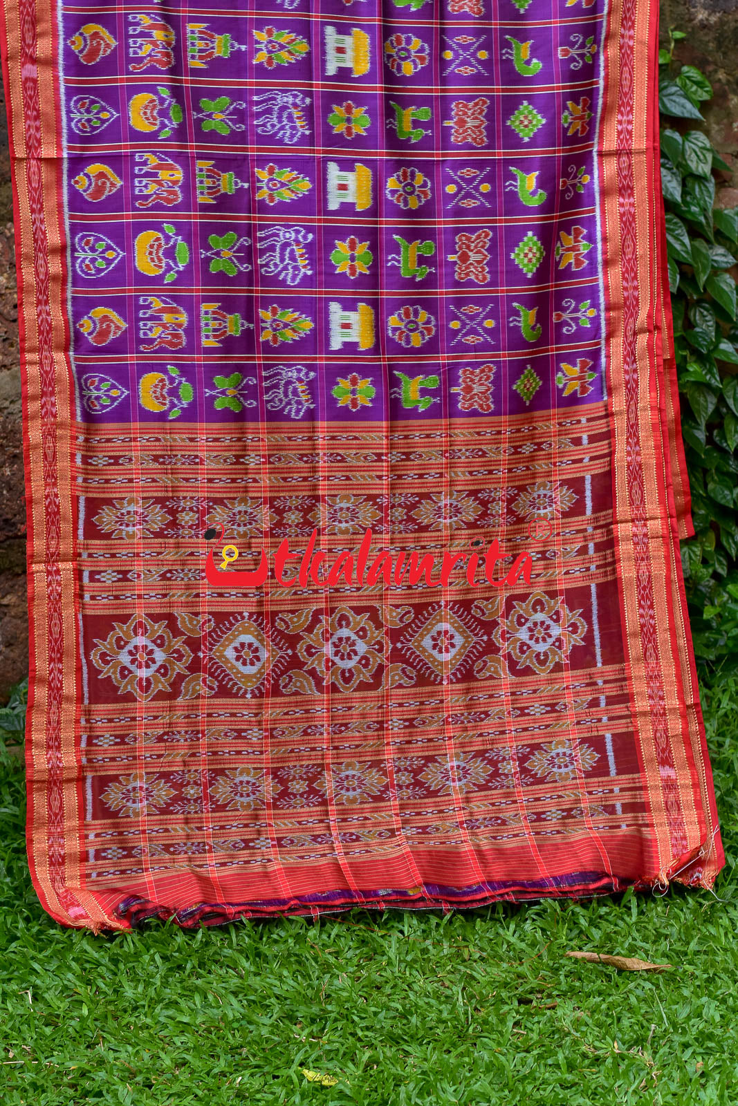 Purple Plain Nabakothi Khandua Silk Saree