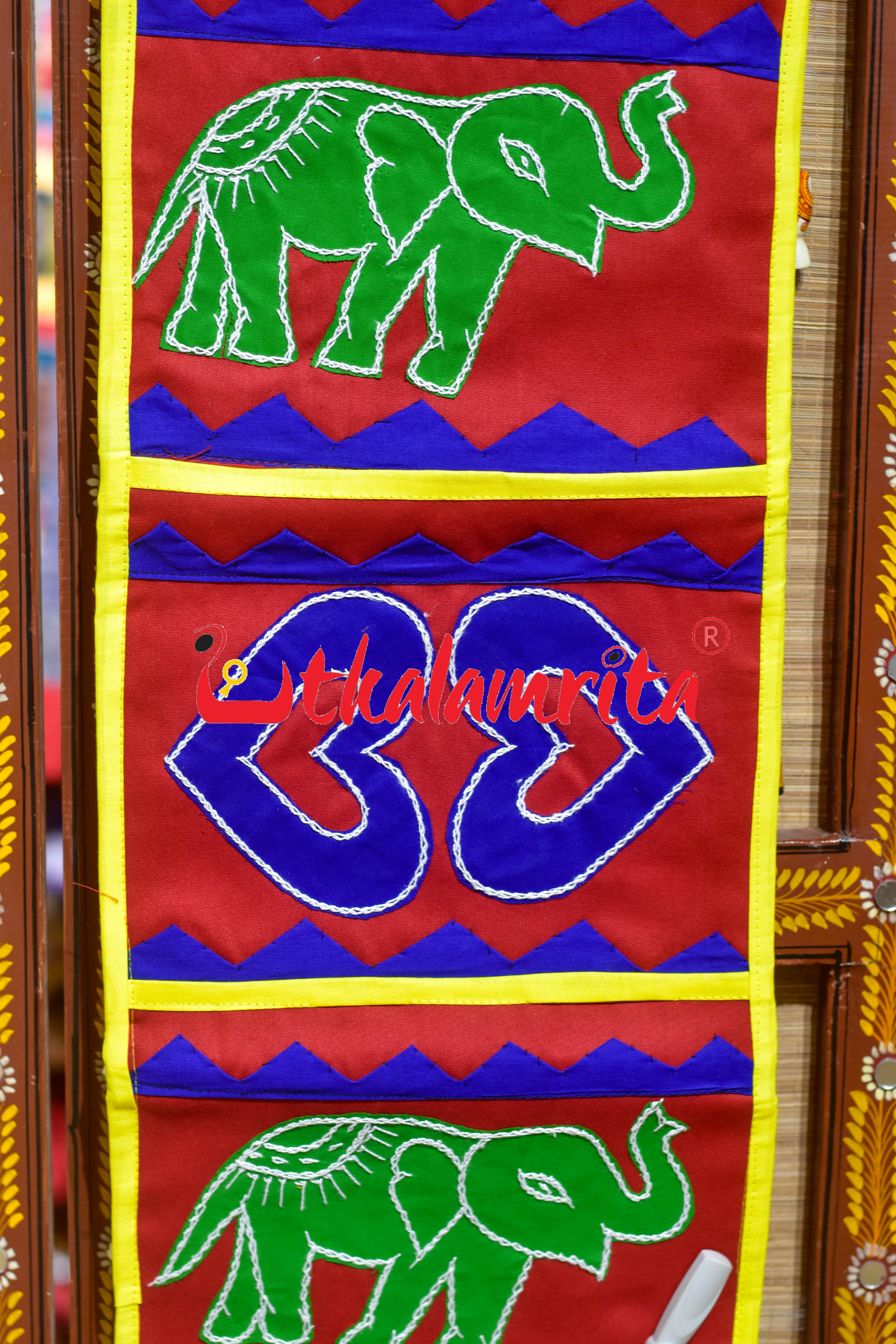 Red Blue Middle Heart Pipli Applique Letter Box