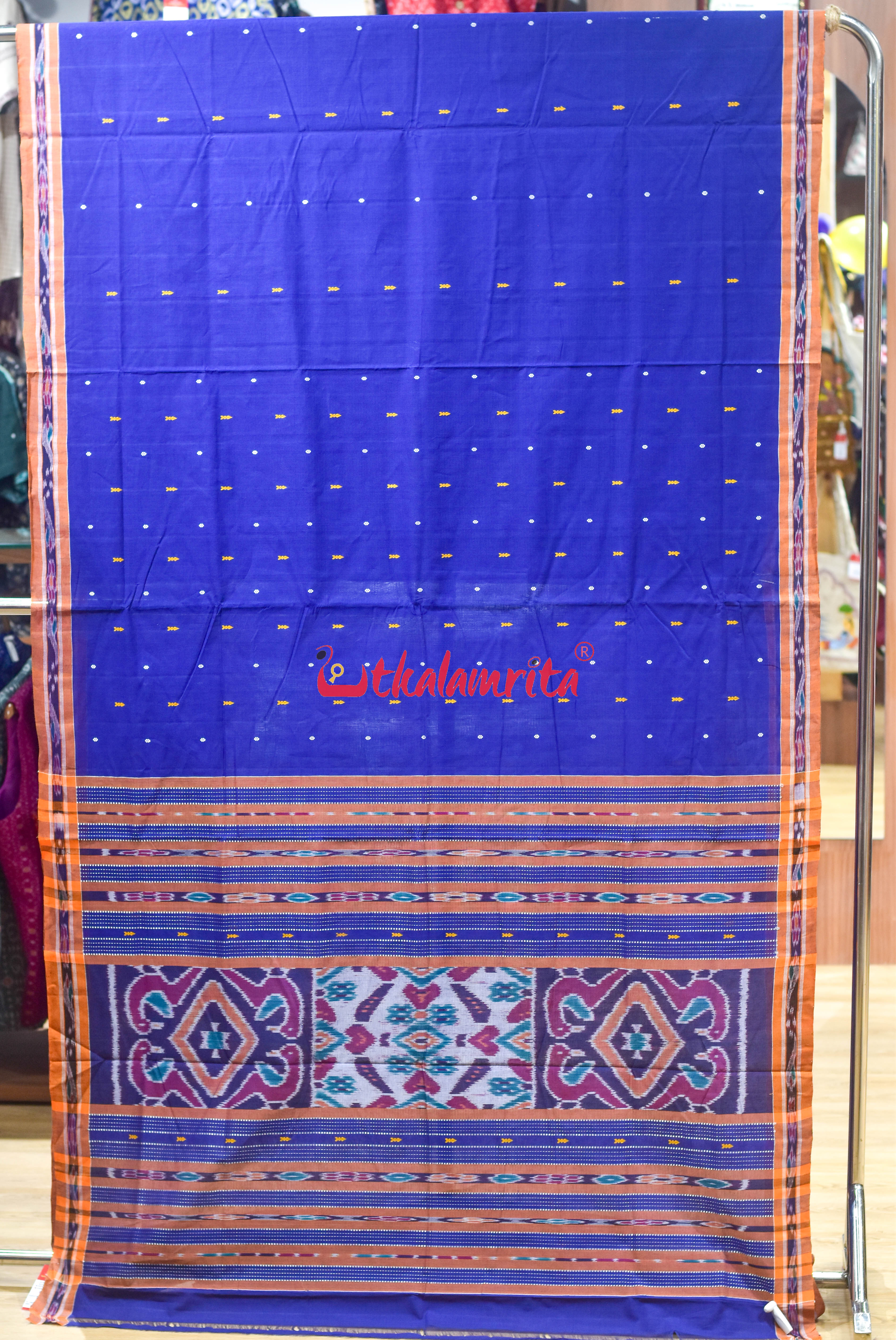 Blue Orange Mayura Pittala Single Cotton Saree