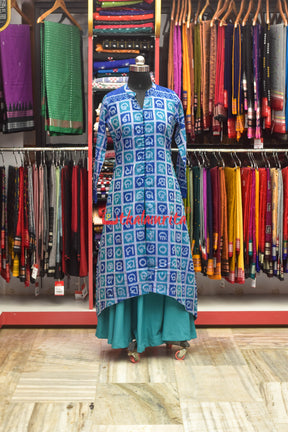 Odia Alphabet Blue Teal Sambalpuri Cotton (Fabric)