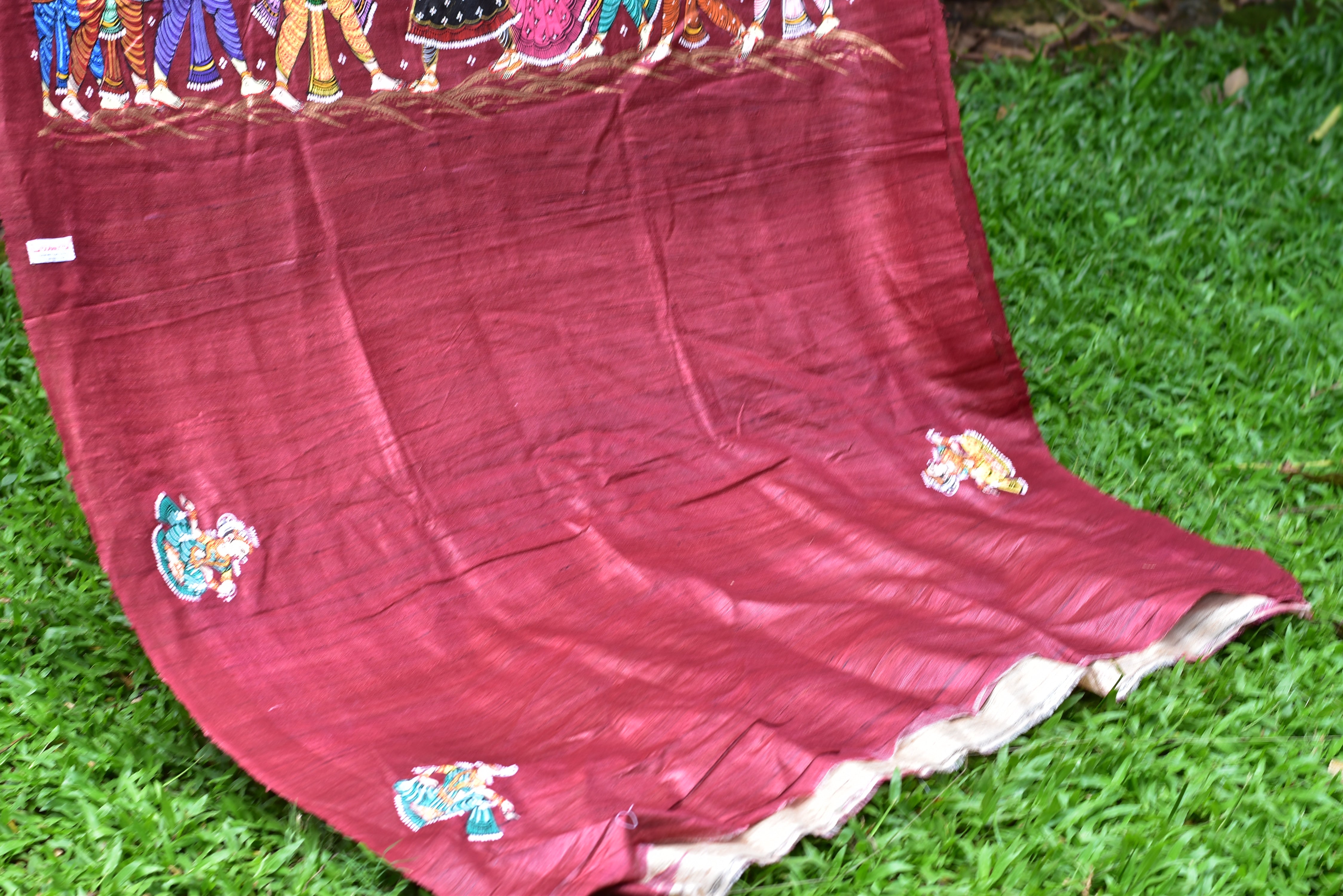 Jhamu Jatra Ghicha Tussar Ghee Maroon Saree