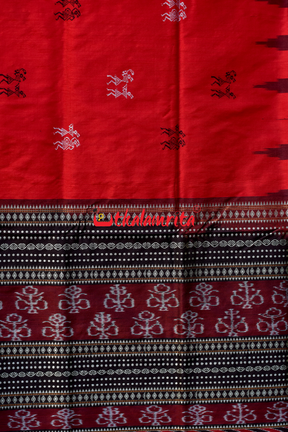 Red Black Sabari Sambalpuri Silk Saree
