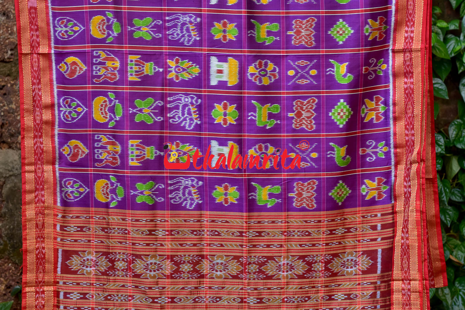 Purple Plain Nabakothi Khandua Silk Saree