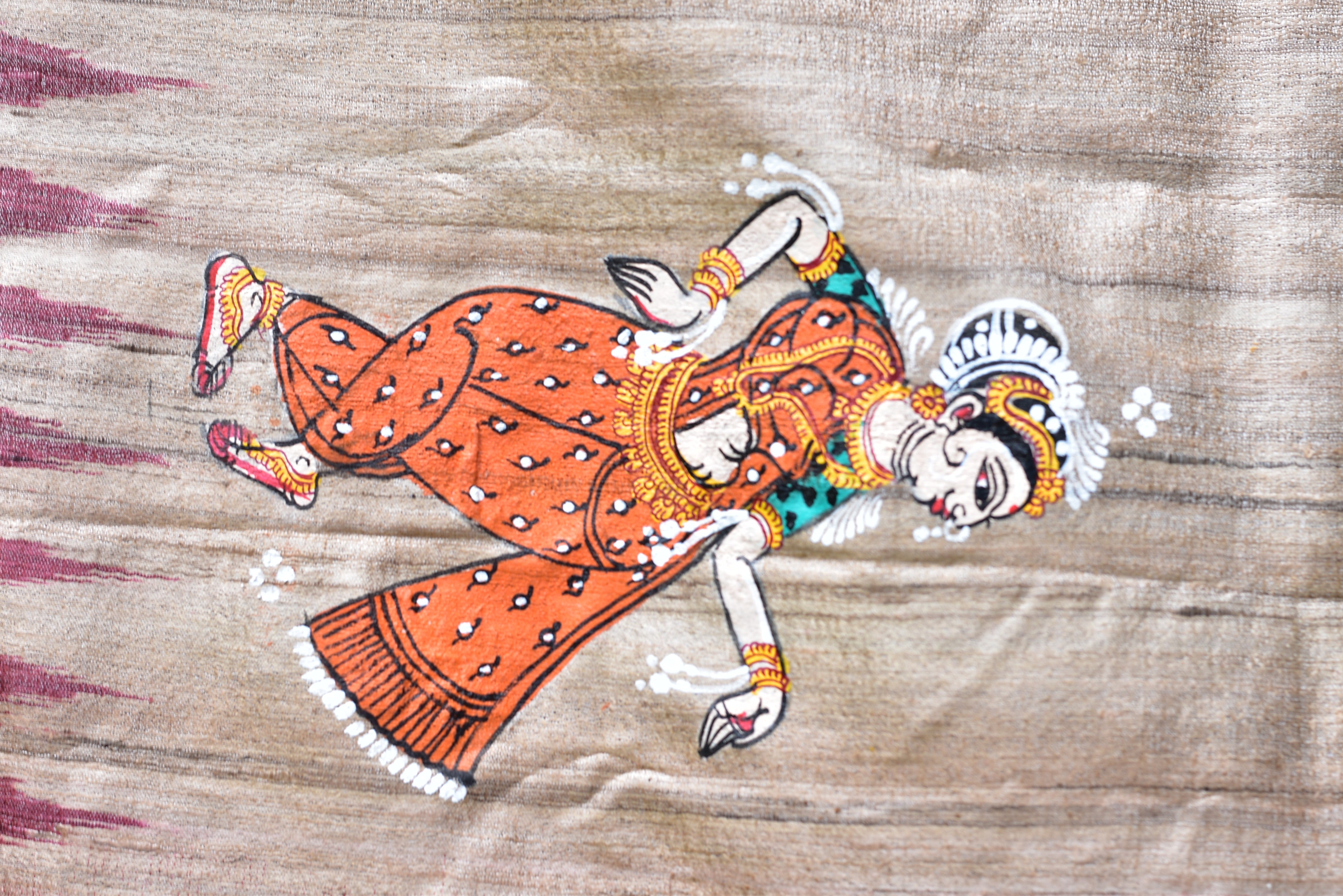 Jhamu Jatra Ghicha Tussar Ghee Maroon Saree