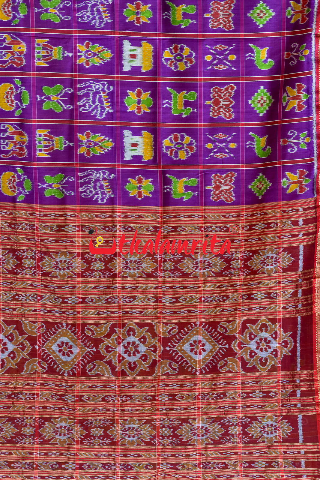 Purple Plain Nabakothi Khandua Silk Saree