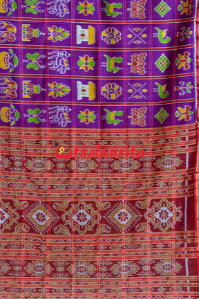 Purple Plain Nabakothi Khandua Silk Saree