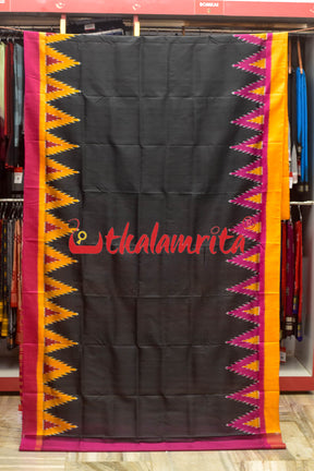 Black with Magenta Mustard Kumbha Khandua Silk Saree