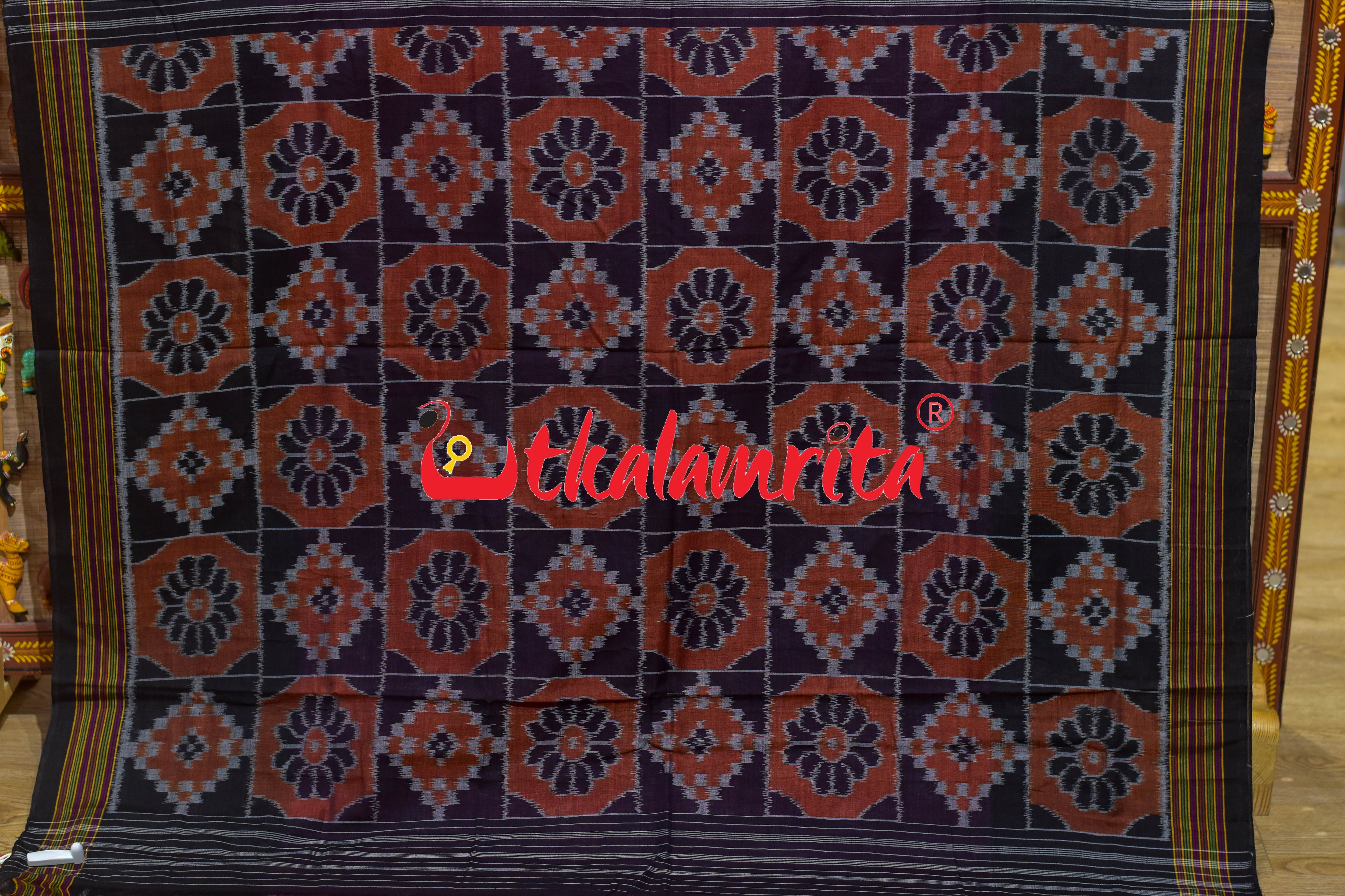 Pink Black Ducks & Boita Khandua Cotton Saree