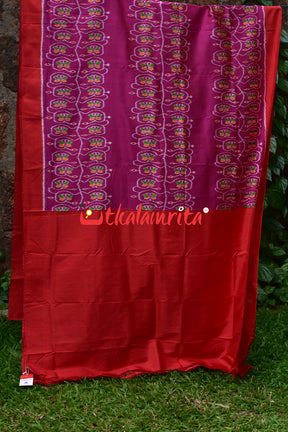 Khandua Phula Rani Pink Red Silk Saree