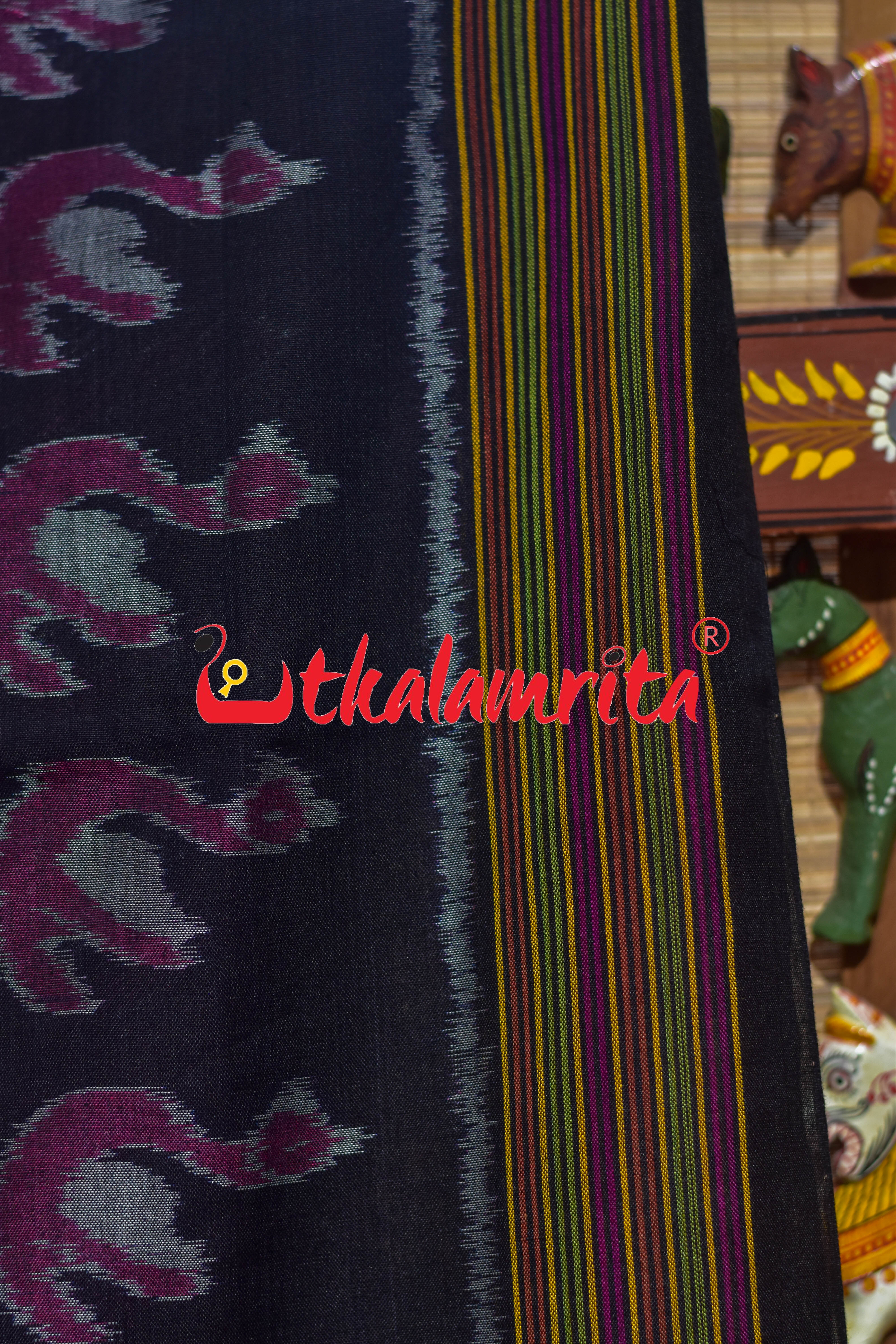 Pink Black Ducks & Boita Khandua Cotton Saree