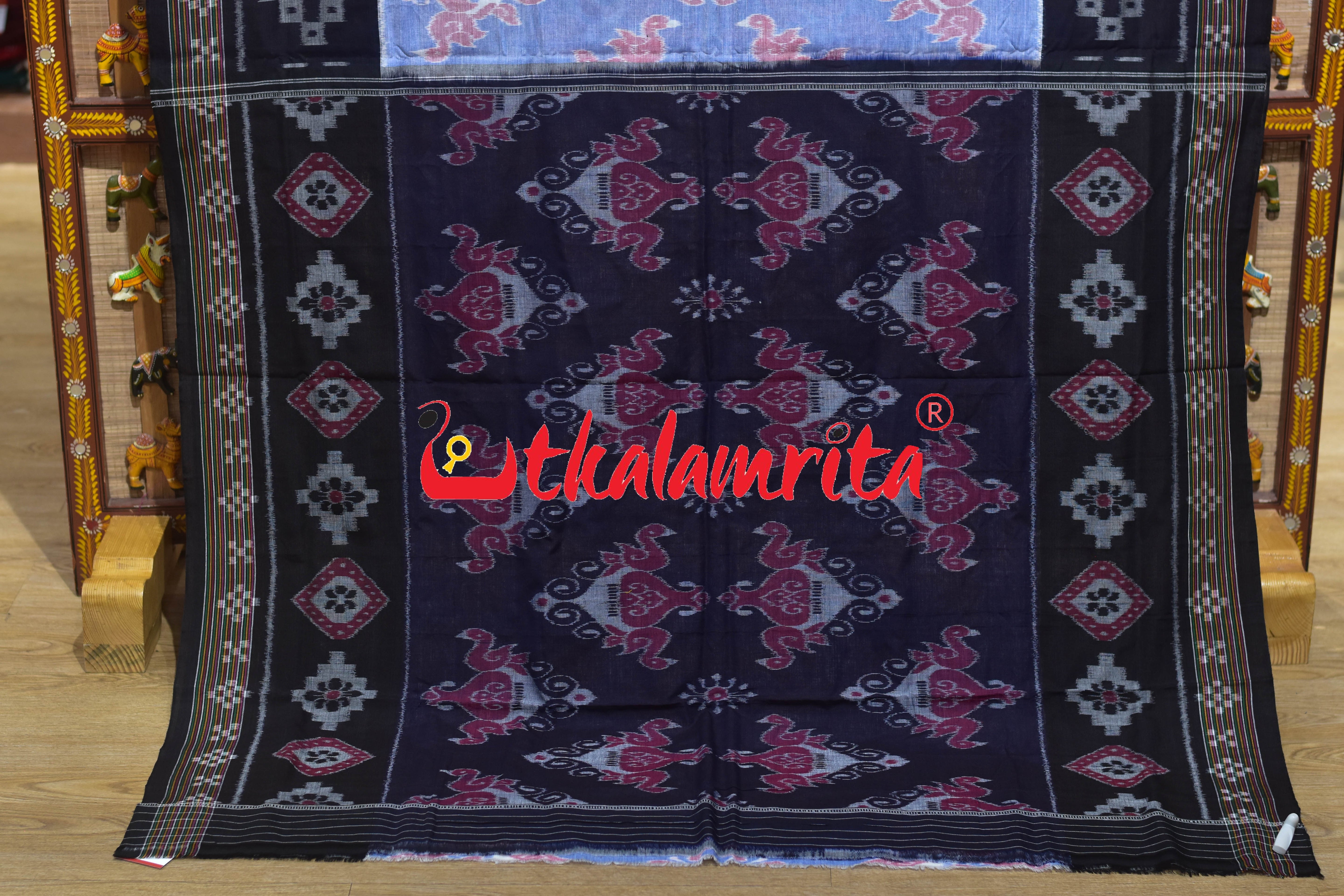 Light Blue Chadhei Pasapali Scot Khandua Cotton Saree