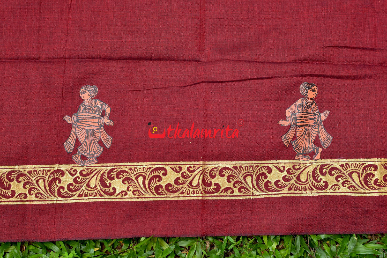 Mukteshwar Gate Pattachitra Maroon (Kurta Piece)