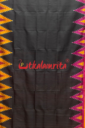 Black with Magenta Mustard Kumbha Khandua Silk Saree