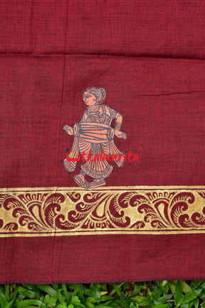 Mukteshwar Gate Pattachitra Maroon (Kurta Piece)