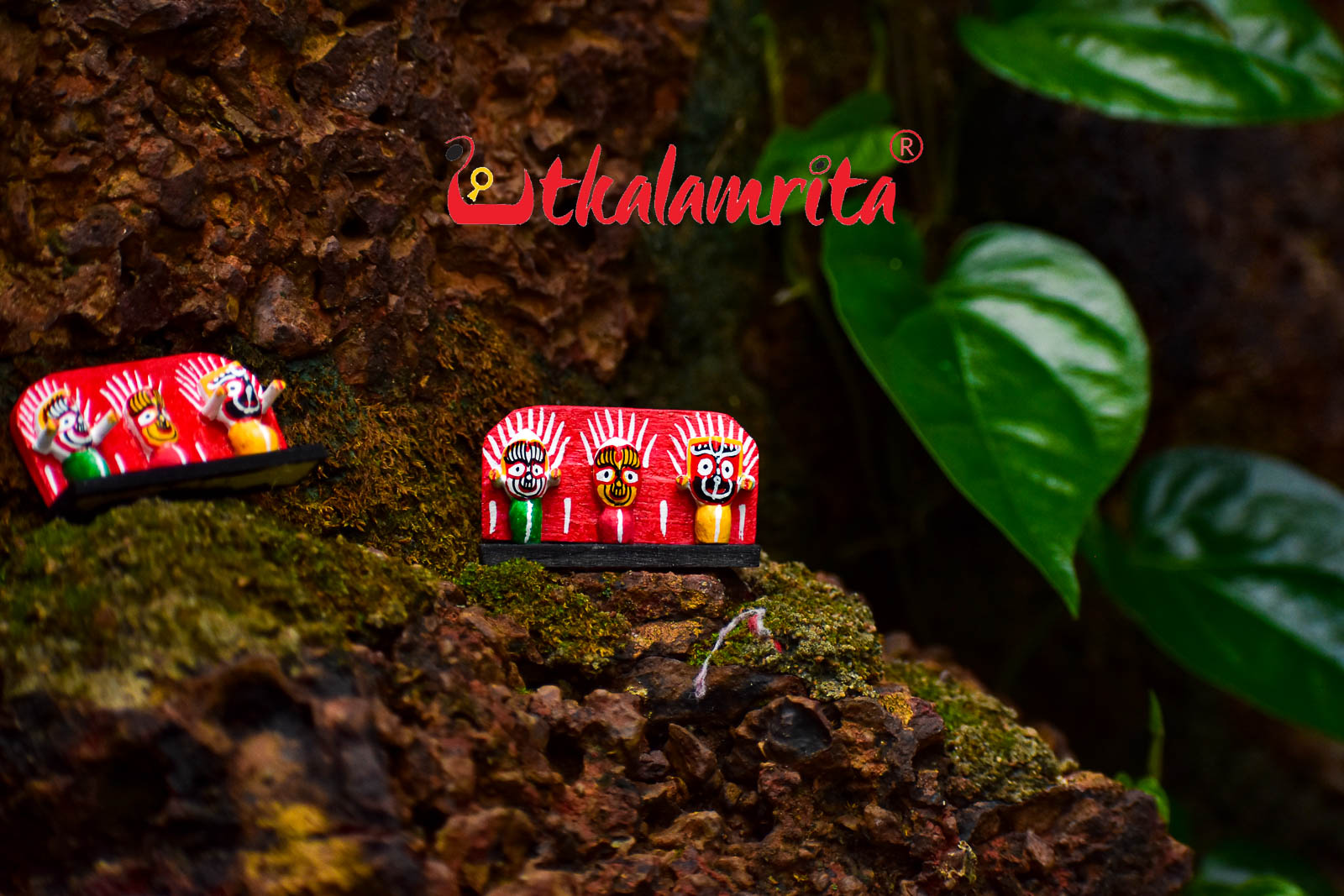 Small Wooden Lord Jagannath, Balabhadra, Subhadra Showpiece